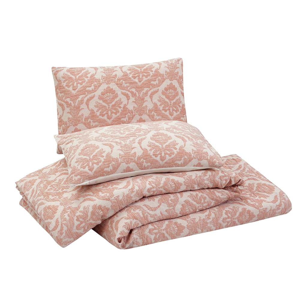 Heavyweight Warmth Woven Damask 2-Piece Comforter Set, Blush, Full Queen, All Ages - All-Season Down Alternative Comforter Insert Detail