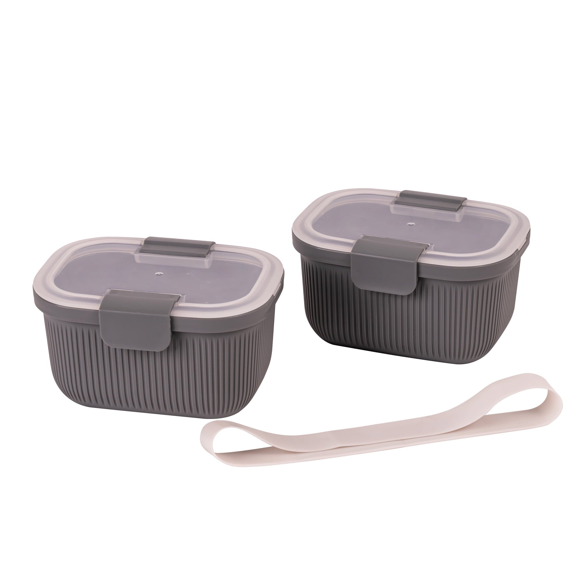 Sweet Treat Shaped Plastic Food Storage Bento Snack Container, Rectangle, Grey, 19oz Capacity, Made for Portable Food Storage - Playful Star & Heart Shaped Geometric NeeDoh Detail