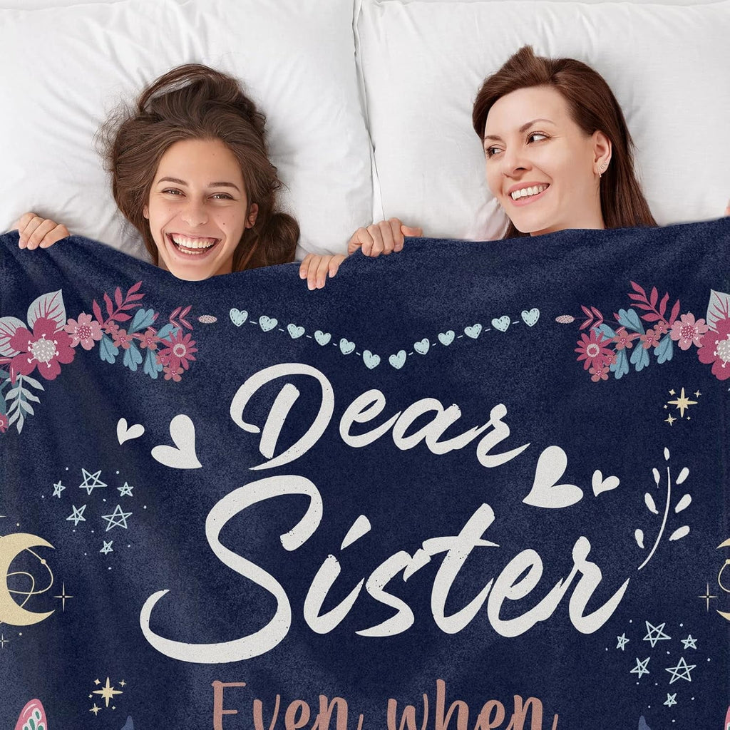 Super Soft Flannel Sister Gifts Blanket, Sisters Gifts on Mother's Day, Blanket Present for Sisters on Valentine's Day, Happy Birthday S... - Lightweight Plush Warm Blanket for All Seasons Detail