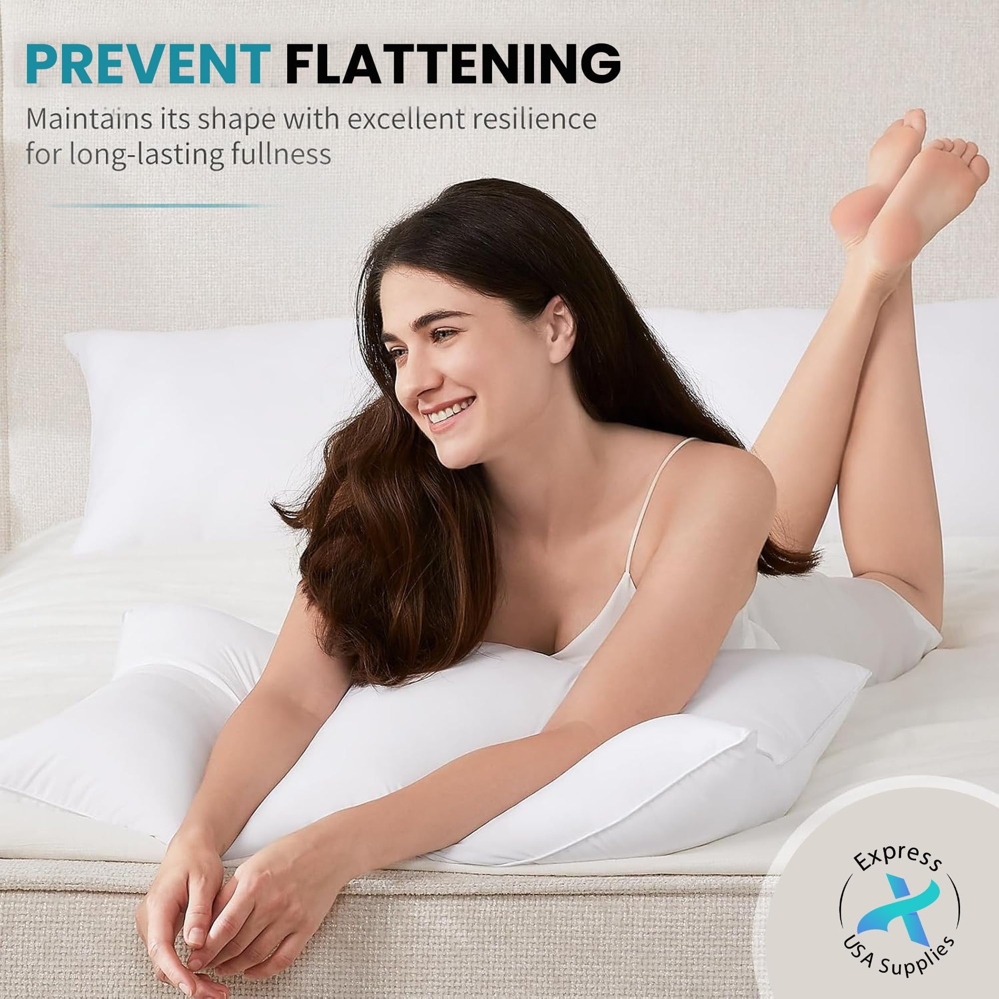 Decorative Plump 2-Pack Standard Bed Pillows – Soft, Breathable & Hypoallergenic for Better Sleep - Ergonomic Memory Foam Pillow for Neck Pain Support Detail