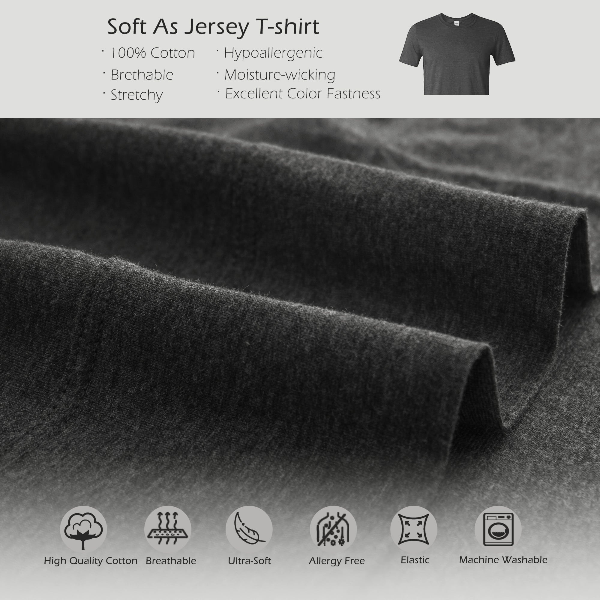 Cooling Sateen 100% Cotton Jersey Knit 4pc Bed Sheet Set Extra Deep Pocket up to 20" Charcoal Gray Queen - Premium Ultra-Soft Pillowcase Pair for Sleeping Detail