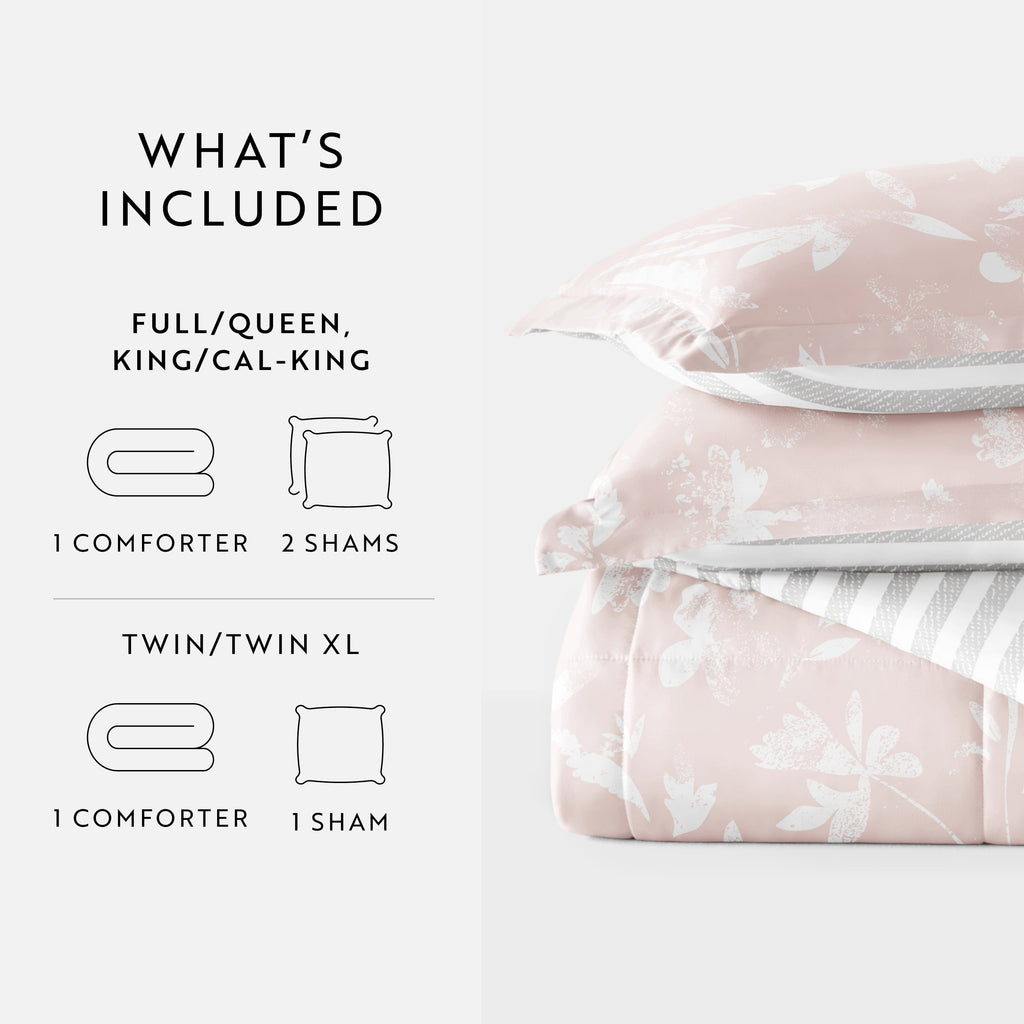 Fluffy Down Alternative All Season Ultra Soft Comforter Set Lightweight Bedding in Pressed Flowers for Full/Queen Size - All-Season Down Alternative Comforter Insert Detail