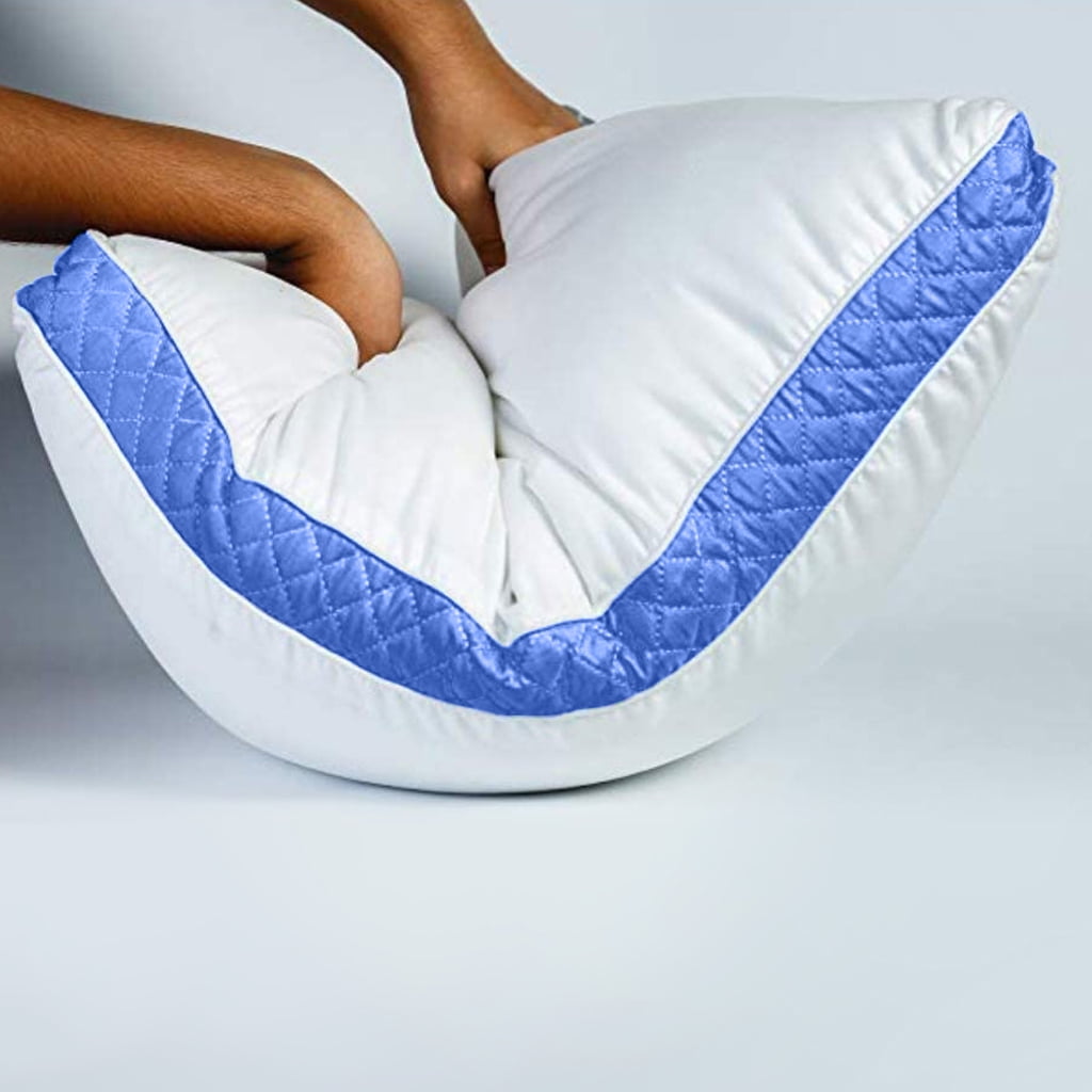 Hotel Collection Gusseted Quilted King Size Bed Pillows Set of 2, Blue Bed Pillows for Side Sleepers and Back Sleepers - Hotel Quality Plush Sleeping Pillows Detail