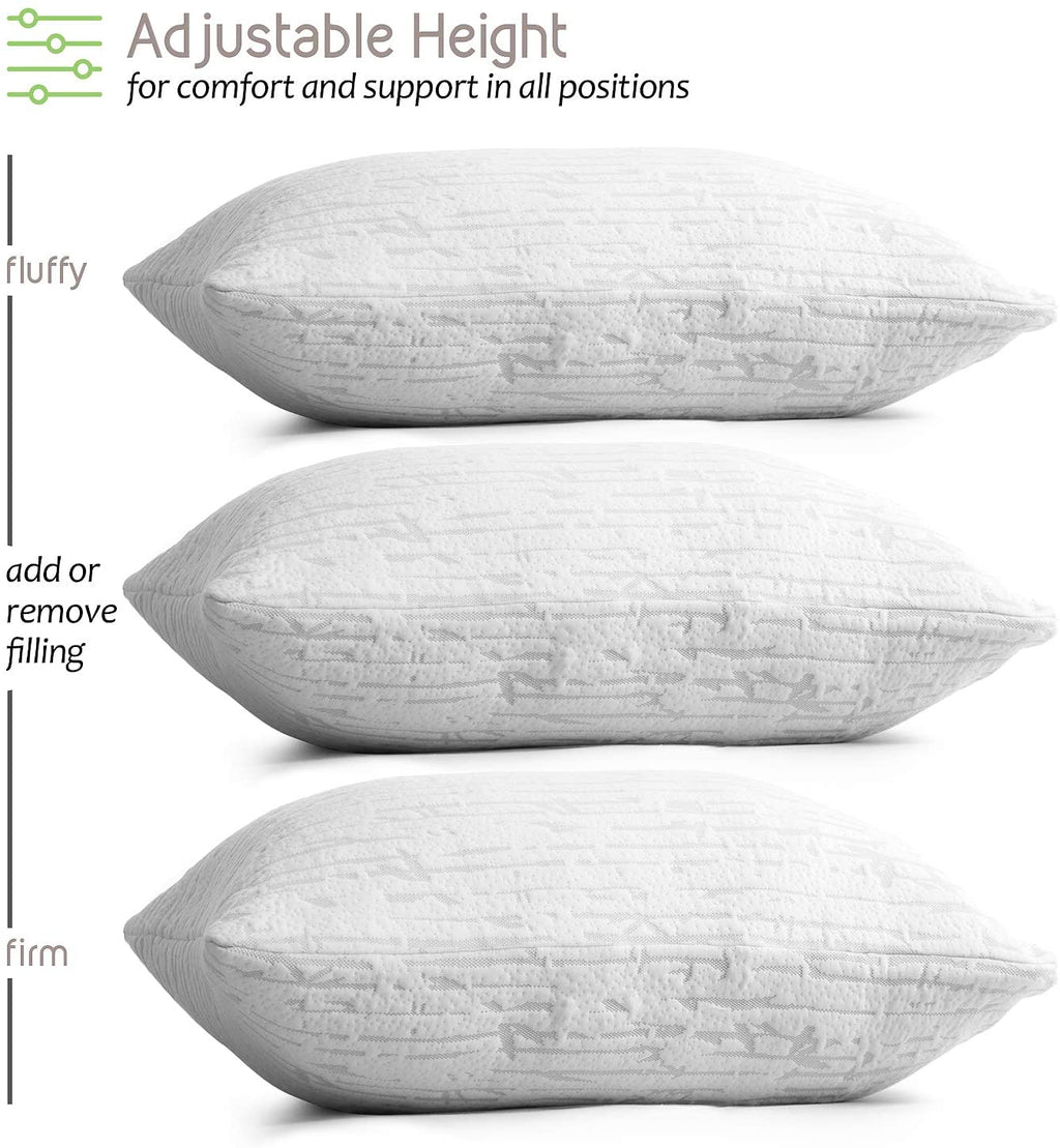 Fluffy Shredded Bed Pillow, Bamboo Pillows for Bed, Queen Size Pillows - Hotel Quality Plush Sleeping Pillows Detail