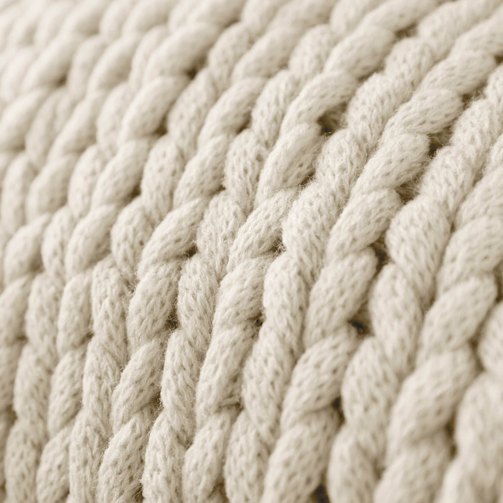 Decorative Knitted Soft & Cozy Chunky Hand-Knit Throw Blanket, Ivory - Cozy Fleece Throw Blanket for Couch & Bed Detail