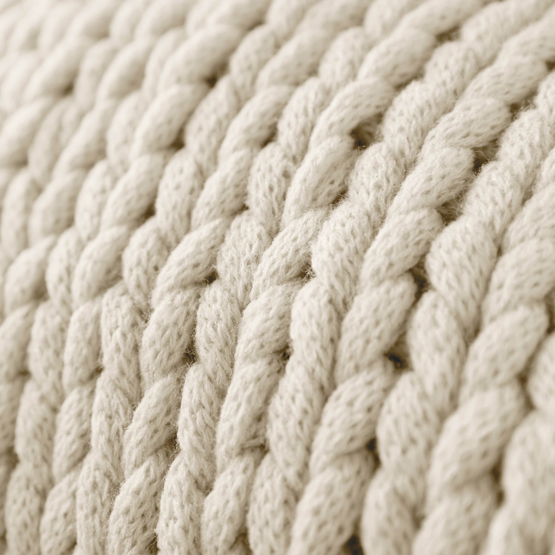 Decorative Knitted Soft & Cozy Chunky Hand-Knit Throw Blanket, Ivory - Cozy Fleece Throw Blanket for Couch & Bed Detail