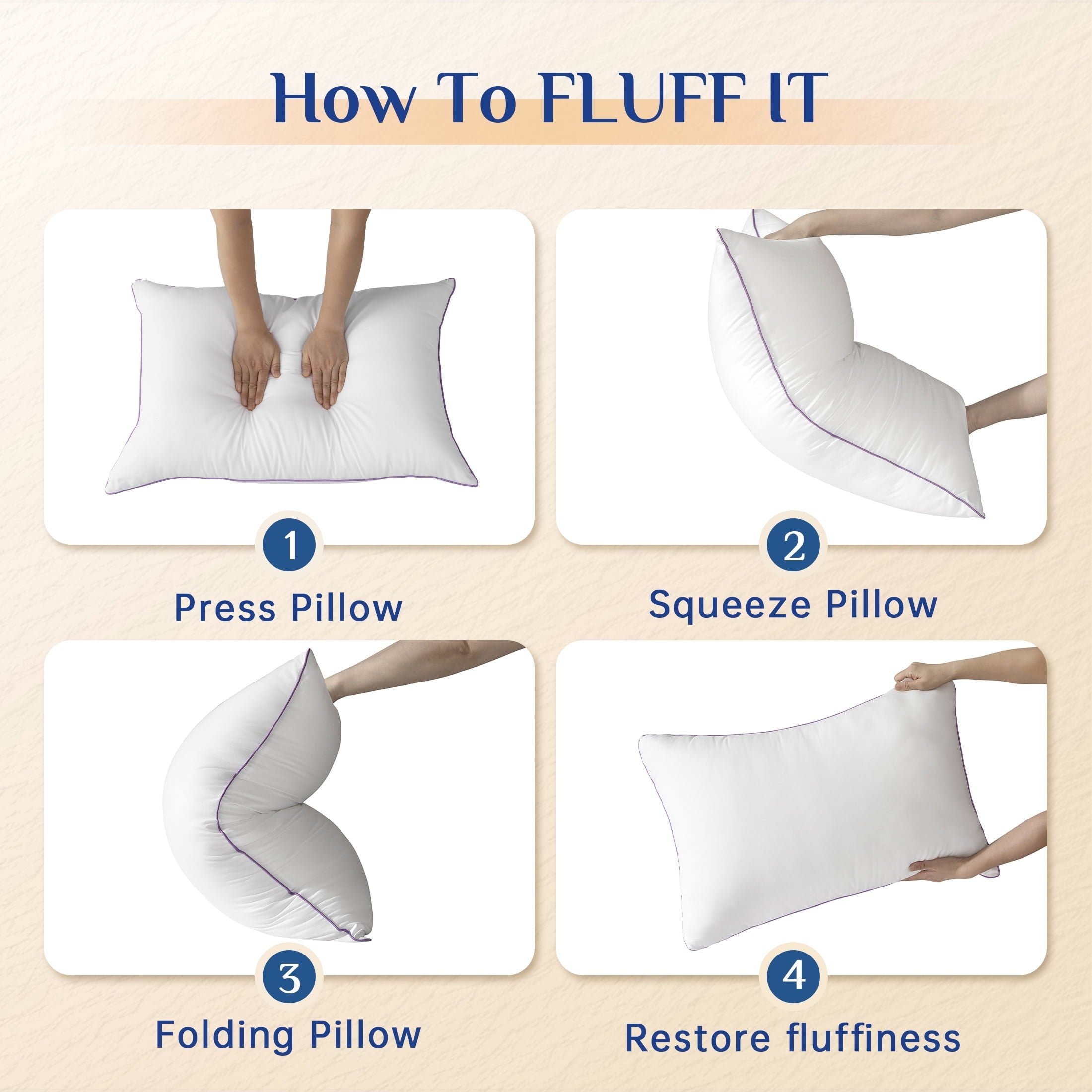 Decorative Plump Pillows Standard Size Set of 2, Hotel Down Alternative Sleeping Bed Pillows for Side Back Stomach Sleepers - Hotel Quality Plush Sleeping Pillows Detail