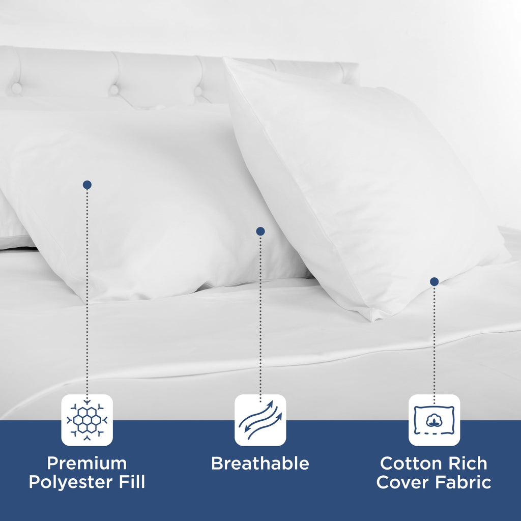 Orthopedic Support 2-Pack Down Alternative White Bed Pillows, Standard - Orthopedic Shredded Foam Bed Pillow Set Detail