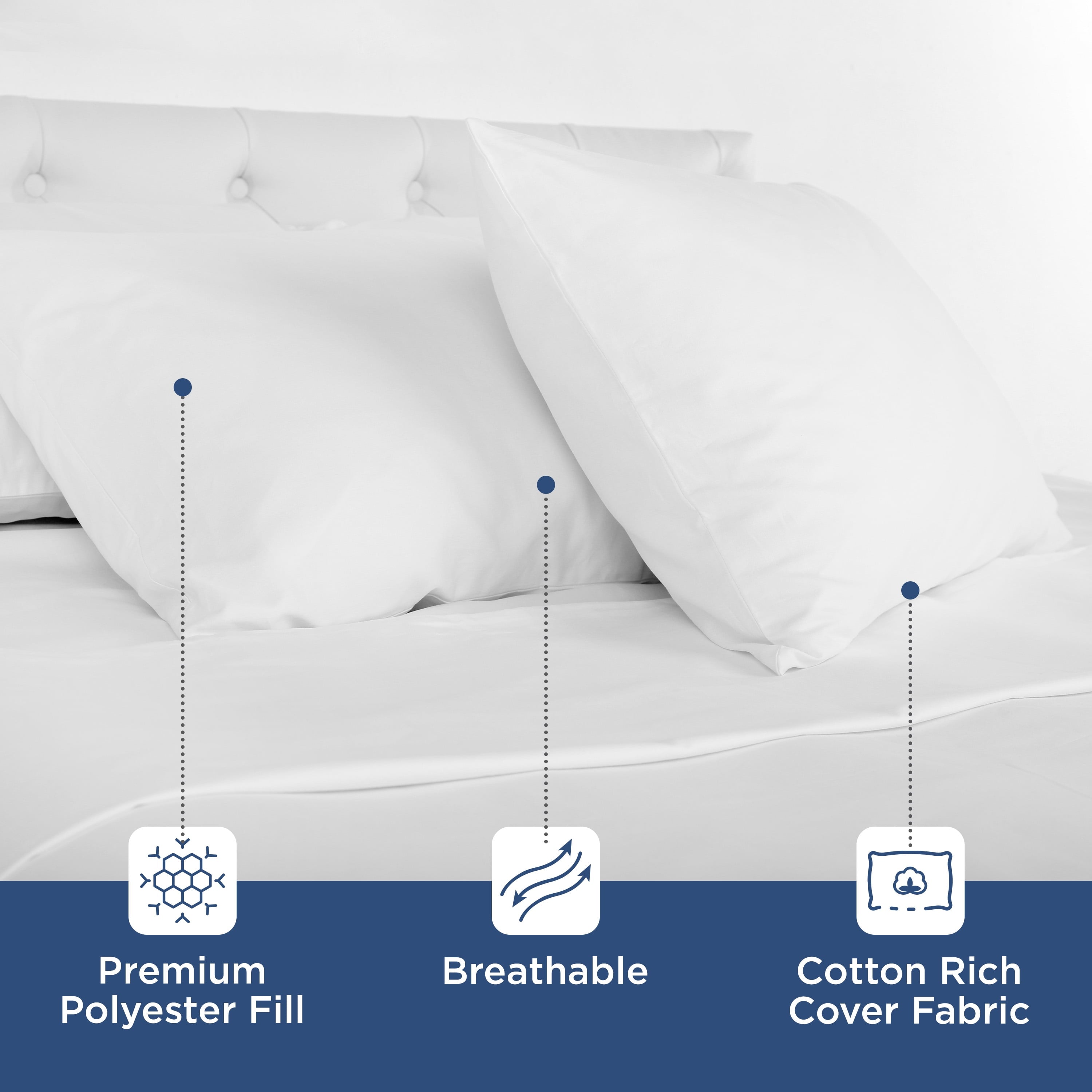 Orthopedic Support 2-Pack Down Alternative White Bed Pillows, Standard - Orthopedic Shredded Foam Bed Pillow Set Detail