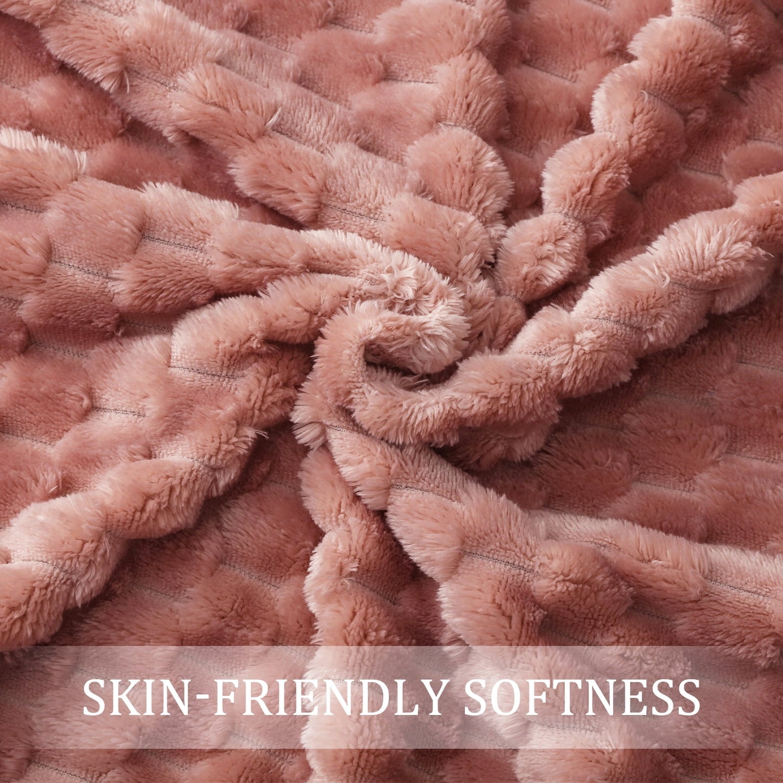 Decorative Knitted Large Soft Fleece Throw Blanket, 50"x70" Stylish Jacquard Throw Blanket for Couch, Cozy, Warm, Lightweight Dusty Pink... - Super Soft Reversible Sherpa Flannel Blanket Detail