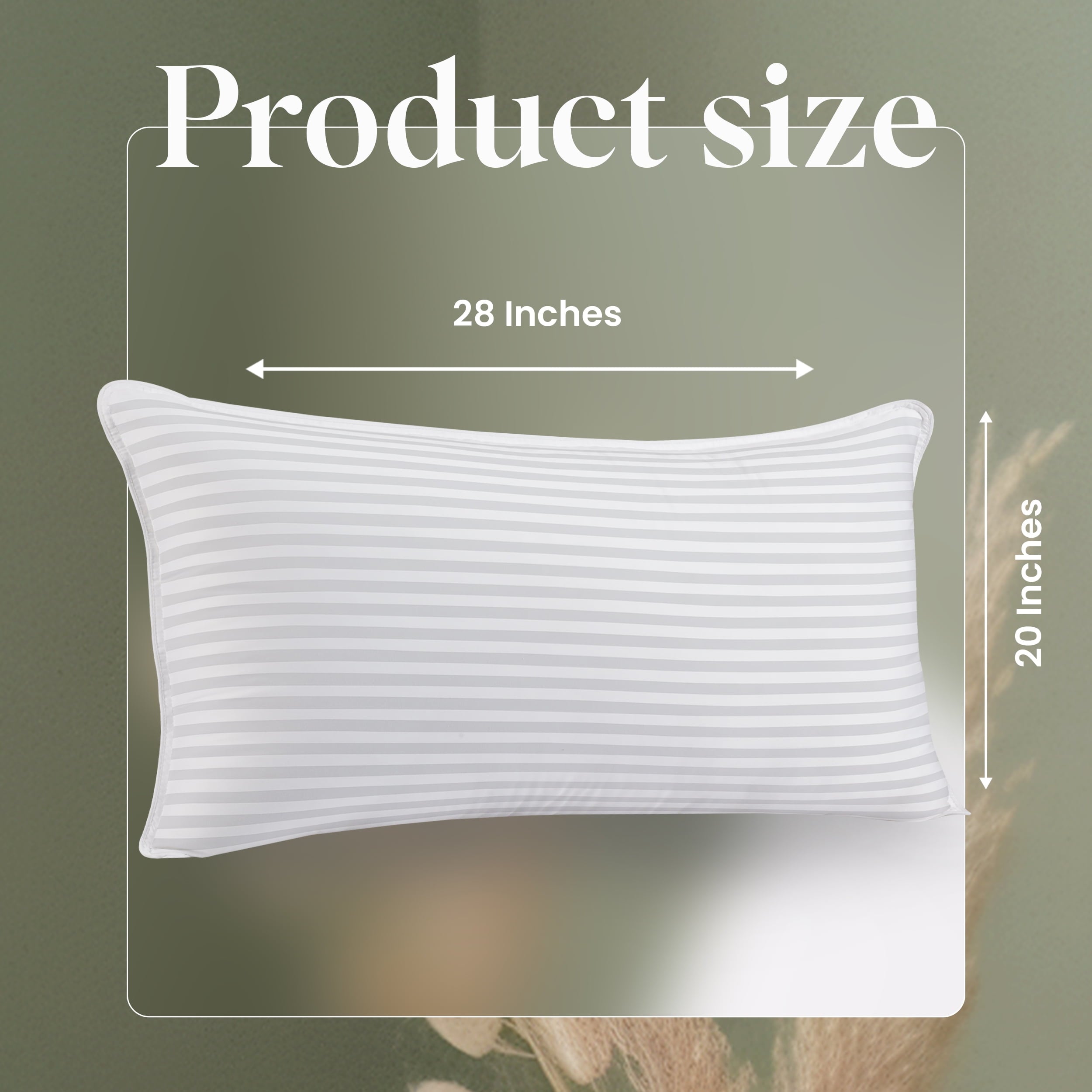 Ergonomic Memory Foam Bed Pillow with White Stripes - Set of 2 - Ultra Cozy & Relaxing For Adults, (Queen, 28"L x 20" W) - Orthopedic Shredded Foam Bed Pillow Set Detail