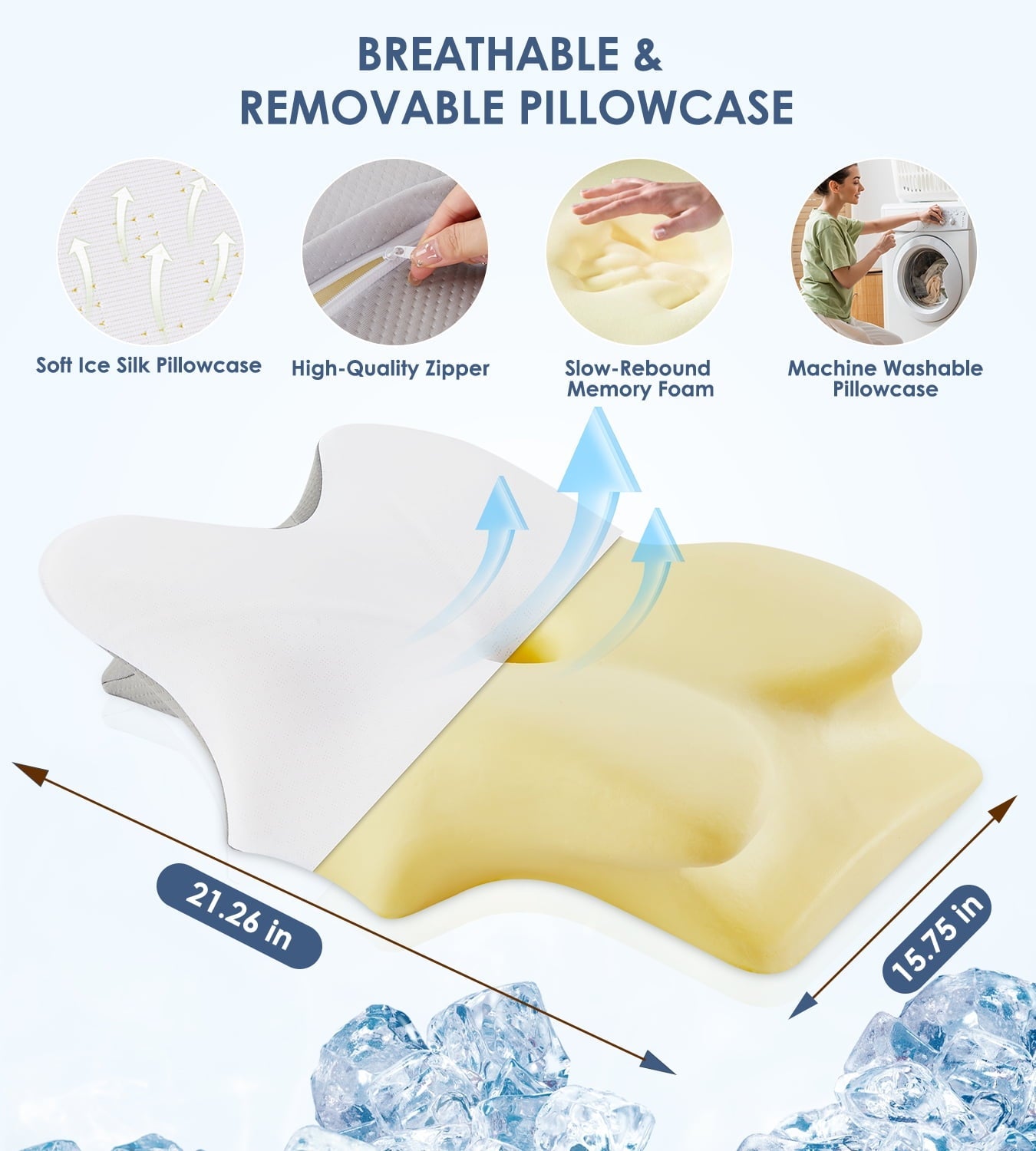 Fluffy Shredded Cervical Pillow for Neck Pain Relief, Contour Memory Foam Pillows, Odorless Ergonomic Neck Pillow Adjustable Orthoped... - Ergonomic Memory Foam Pillow for Neck Pain Support Detail