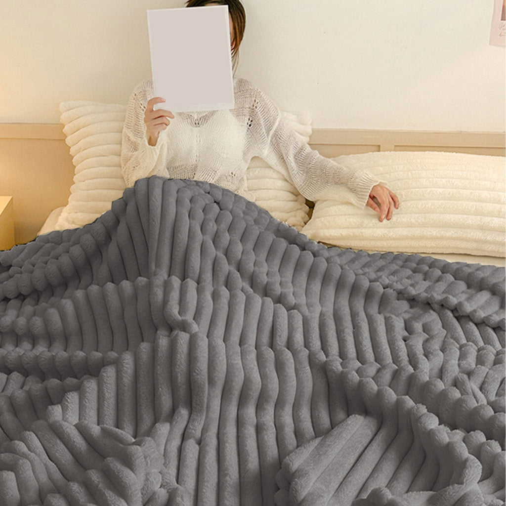 Reversible Sherpa Bunny Blanket, Super Soft & Warm Faux Rabbit Fur Throw Blanket, Lightweight Microfiber Machine Washable for Bedroom, ... - Super Soft Reversible Sherpa Flannel Blanket Detail