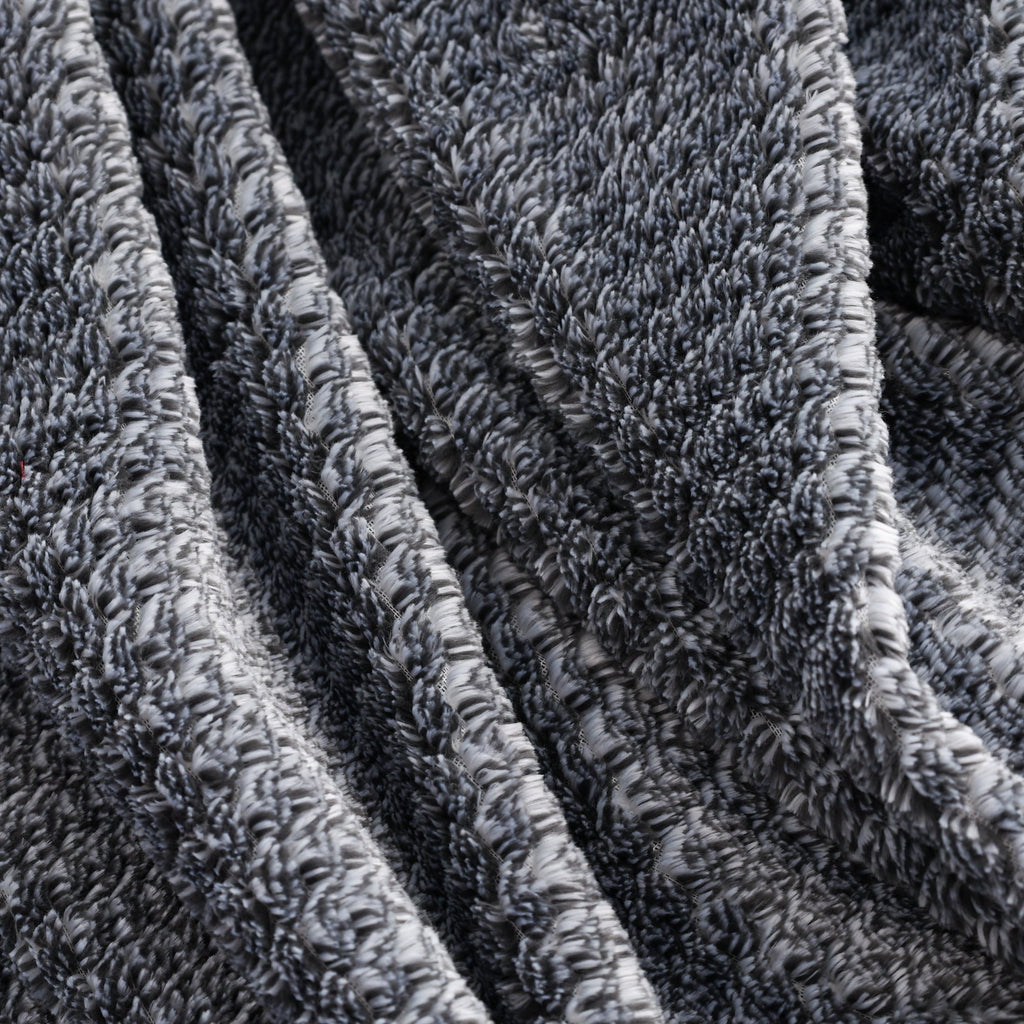 Reversible Sherpa Plush Textured Heathered Soft Oversized Throw Blanket, Gray - Super Soft Reversible Sherpa Flannel Blanket Detail
