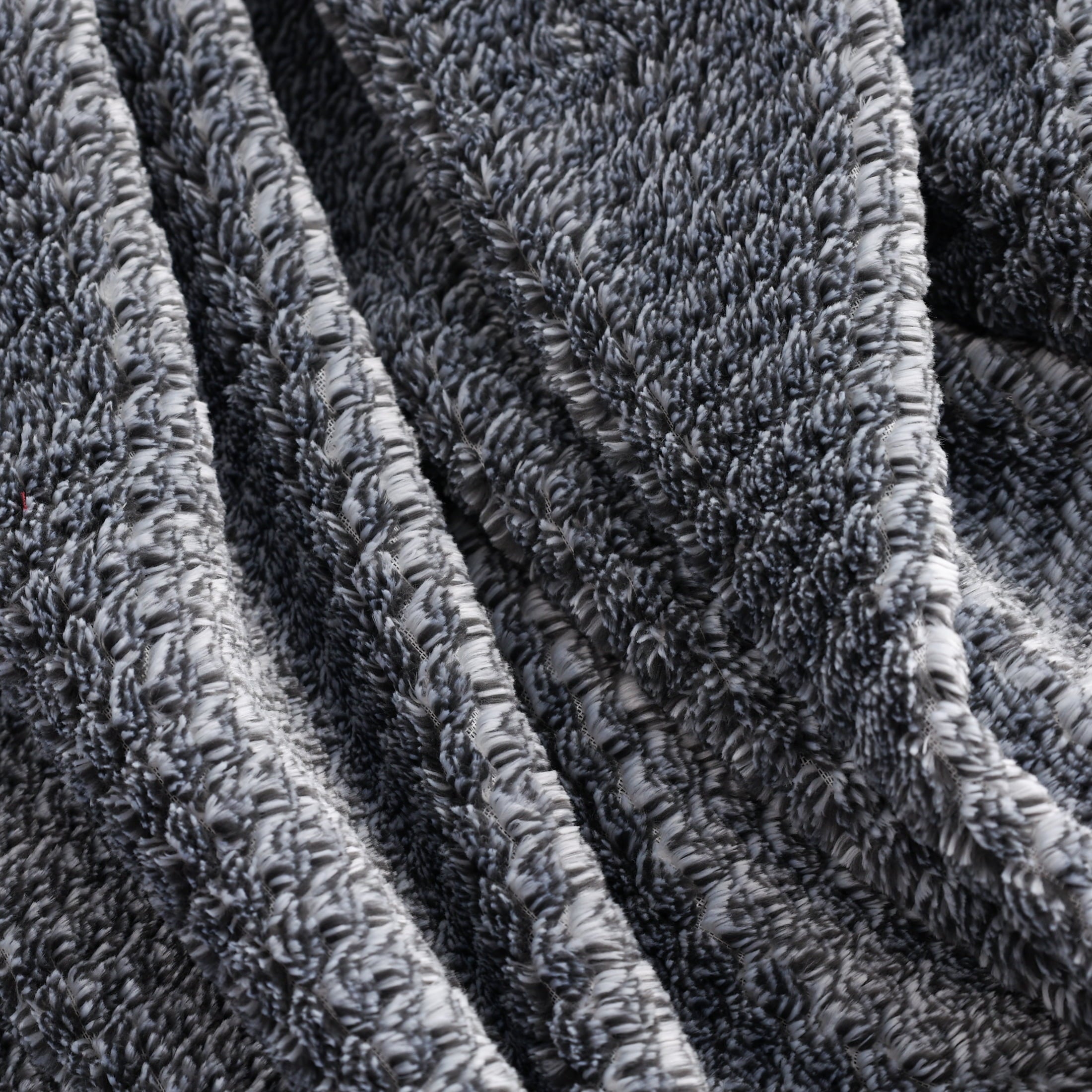 Reversible Sherpa Plush Textured Heathered Soft Oversized Throw Blanket, Gray - Super Soft Reversible Sherpa Flannel Blanket Detail