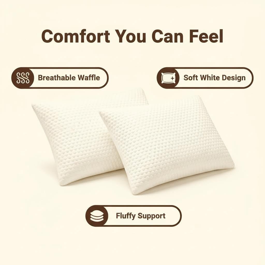 Ergonomic Memory Foam Queen Size Latex Pillow (2 Pack) Shredded Natural Latex Cooling Bed Pillows for Side & Back Sleepers, Medium Firm Sup... - Orthopedic Shredded Foam Bed Pillow Set Detail