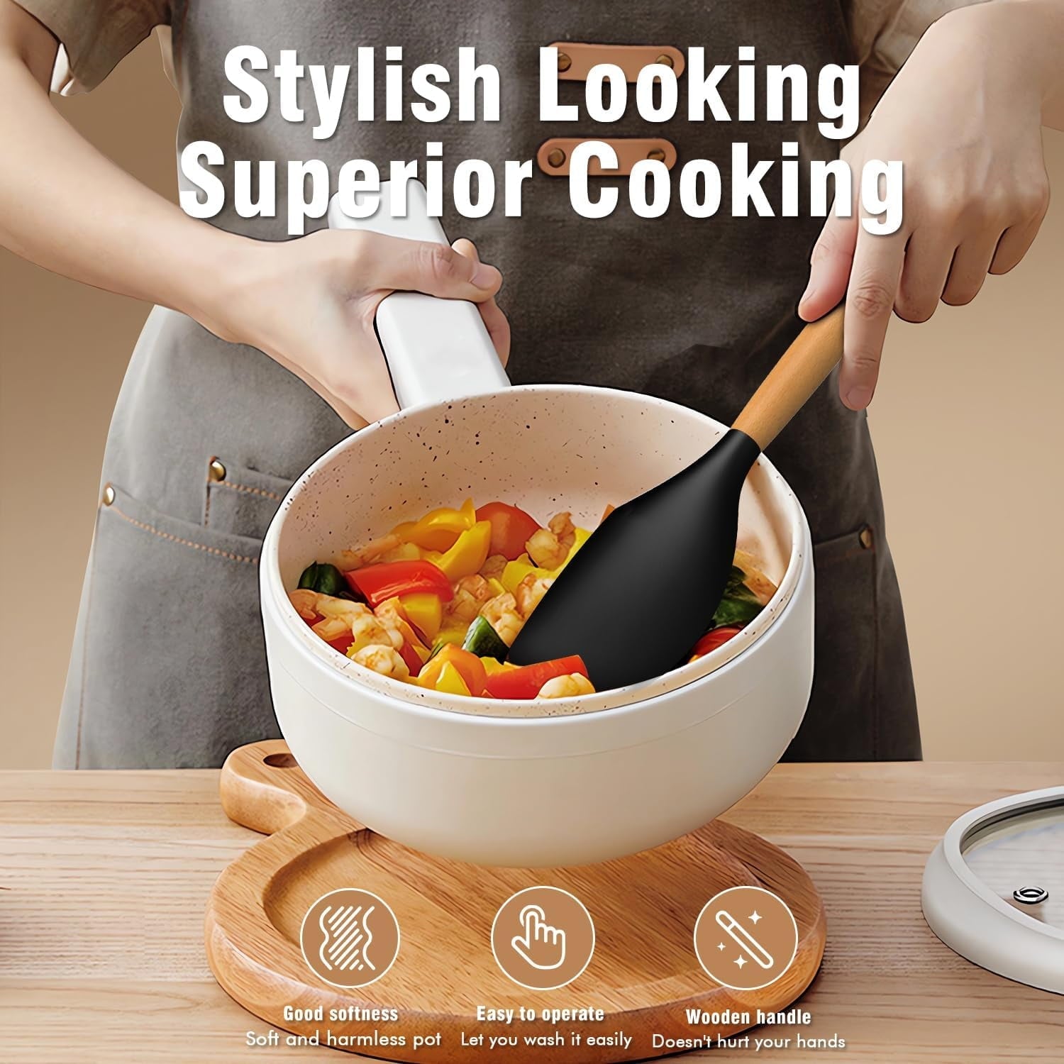 Chef-Quality Silicone Cooking Utensils Set - Silicone Kitchen Utensils for Cooking Wooden Handles, 446°F Heat Resistant Kitchen Ut... - Heavy Duty Stainless Steel Kitchen Shears Detail