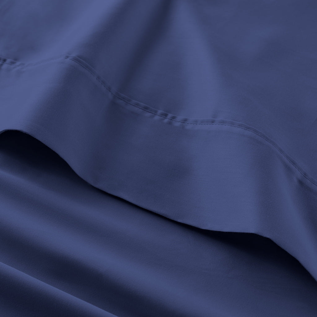 Breathable Luxury 4-Piece 300 Thread Count Blue Cove Cotton Sateen Bed Sheet Set, Queen - Luxury Bed Sheet Set with Deep Pockets Detail