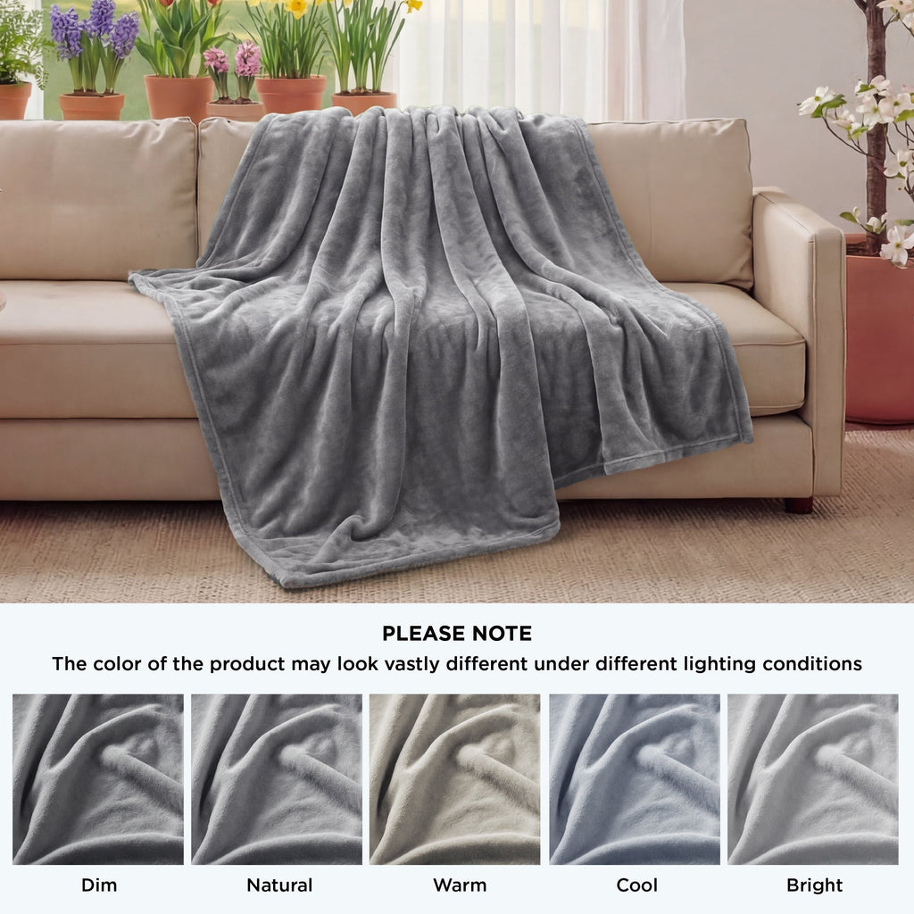Decorative Knitted Fleece Throw Blanket for Couch Grey, Lightweight Plush Fuzzy Cozy Soft Blankets and Throws for Sofa, 50x60 inches - Super Soft Reversible Sherpa Flannel Blanket Detail