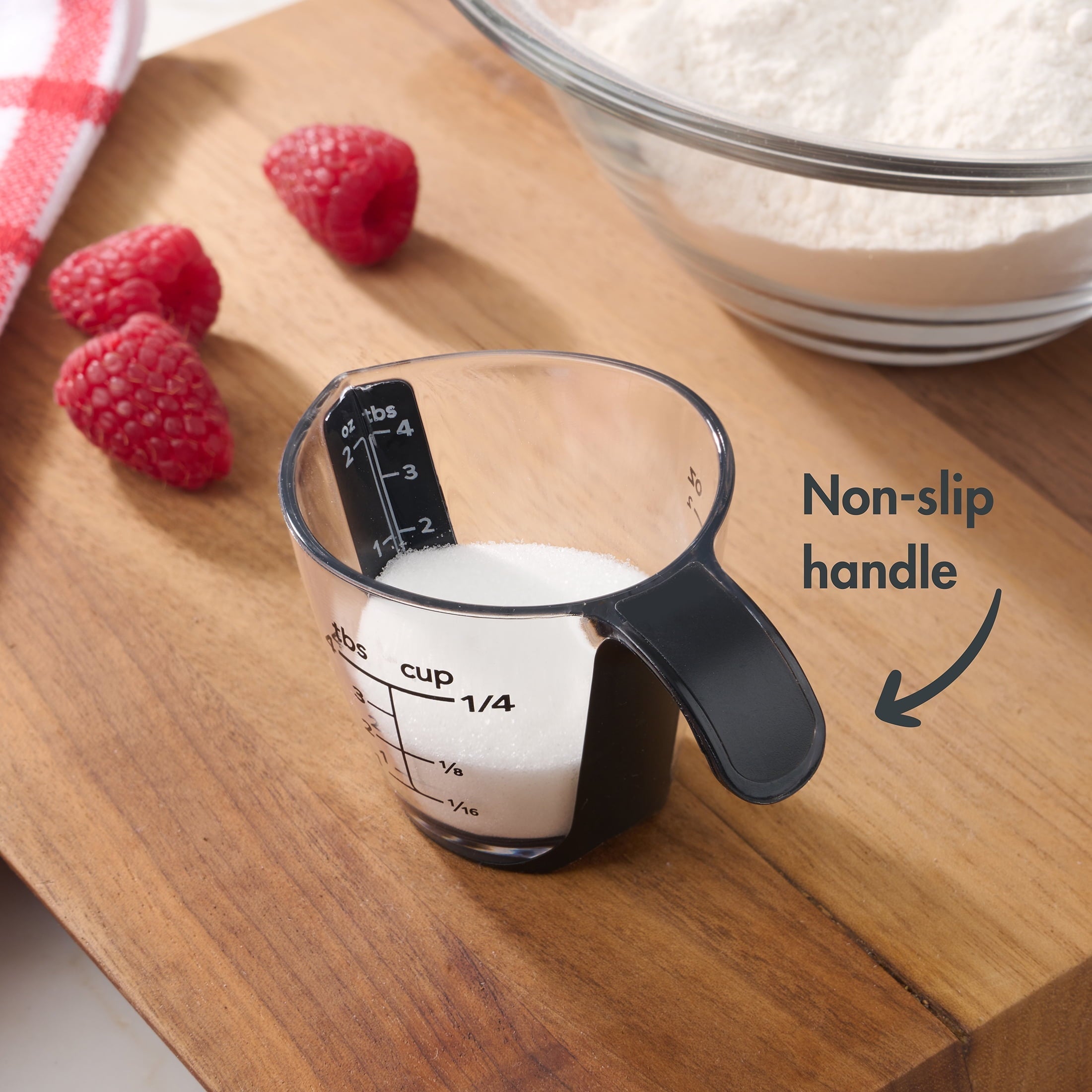 Time-Saving 1/4C Plastic Mini Measuring Cup, Black/Transparent - Multi-Functional Manual Food Chopper & Slicer Detail