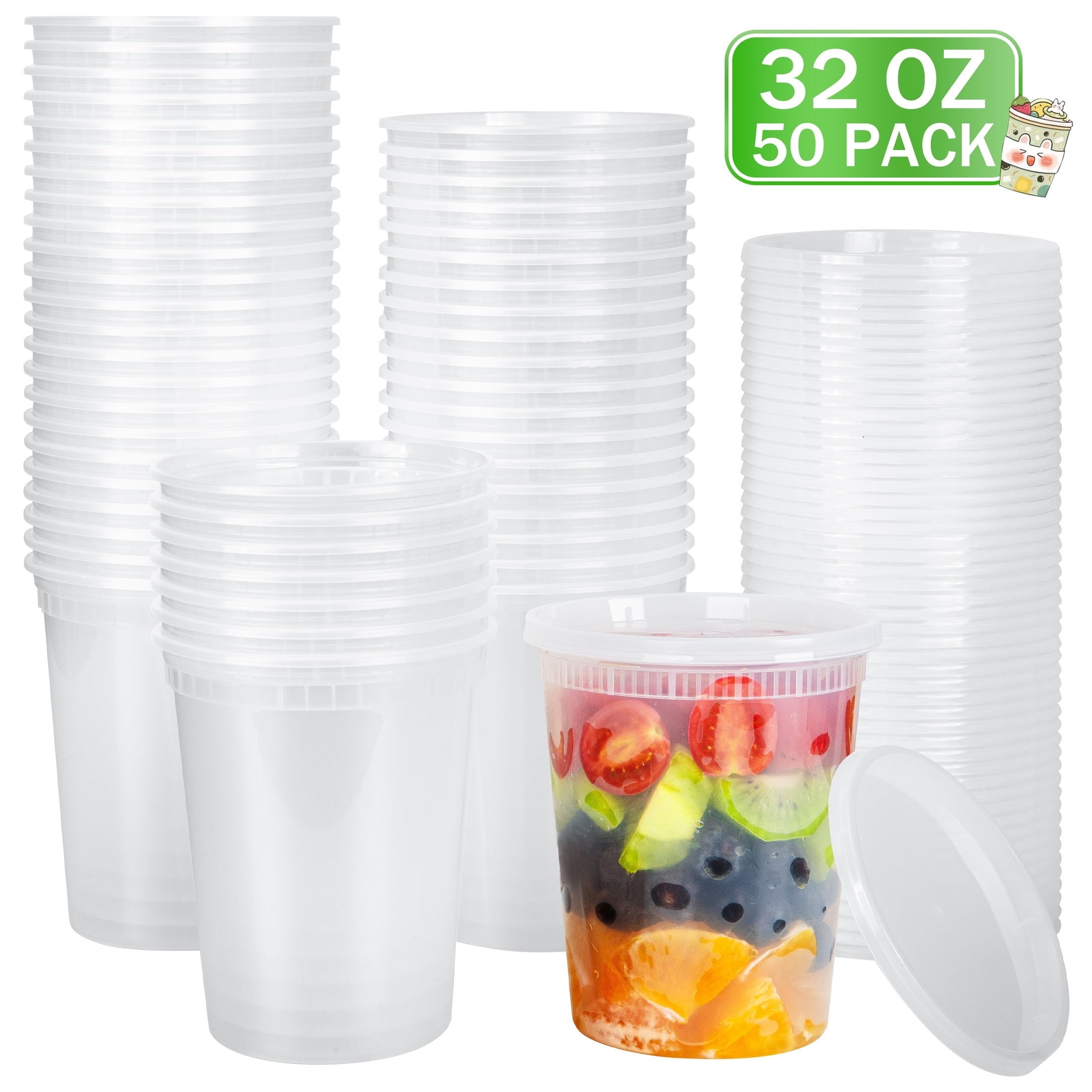 Fun Food Fidget 32oz Deli Containers with Lids 50 Sets, Food Storage Containers with Lids, Soup Containers with Lids, Stackable Plast... - Squishy Dohnut Sweet Treat Shaped Stress Toy - Default Title