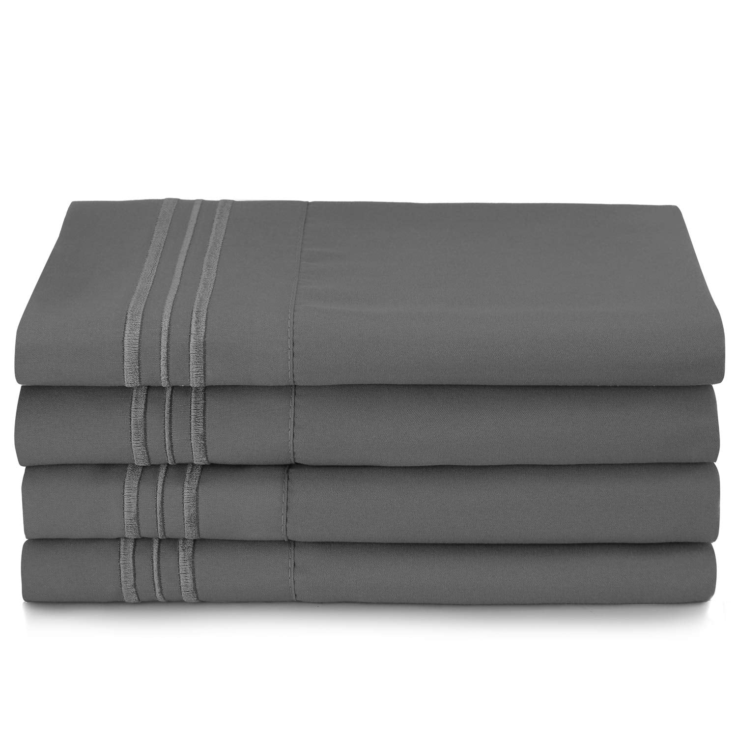 Breathable Luxury 6 Piece 1800 Collection Bed Sheet Set with Extra Pillowcases, Deep Pockets Fitted Sheet, 100% Soft Microfiber, Hypoal... - Breathable Egyptian Cotton Flat & Fitted Sheets Detail