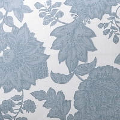 All-Season Veronica 3-Piece Blue Floral Cotton Slub Comforter Set, King - Luxurious Quilted Duvet Cover Set Detail