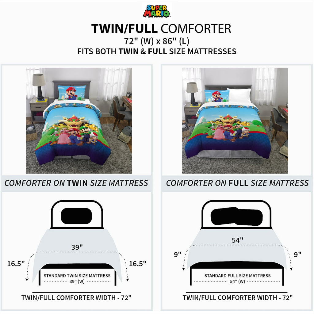 Hypoallergenic Cloud Kids Comforter and Pillowcase, 2-Piece Set, Twin/Full, Reversible - Cloud-Like Soft Lightweight Bed Comforter Detail