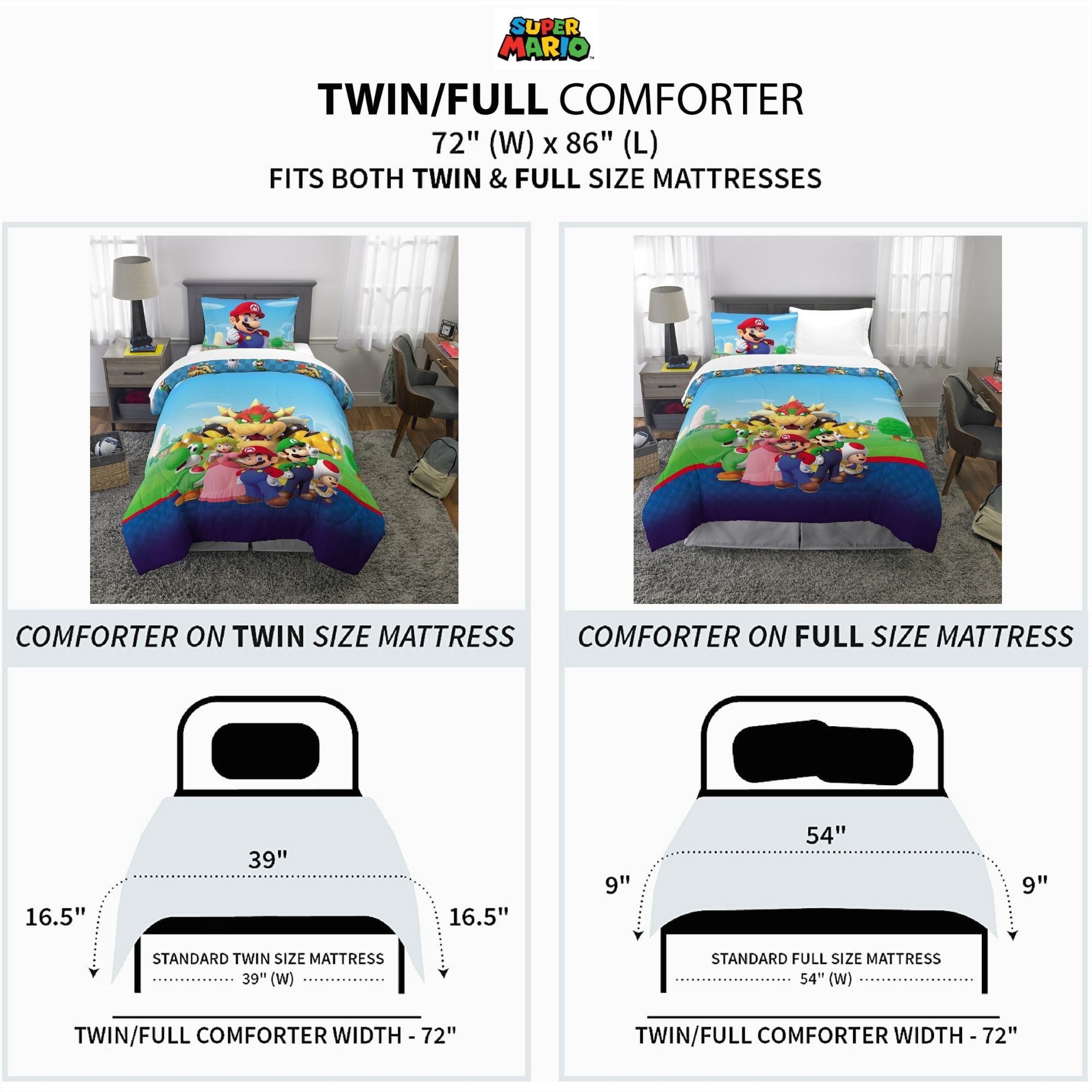 Hypoallergenic Cloud Kids Comforter and Pillowcase, 2-Piece Set, Twin/Full, Reversible - Cloud-Like Soft Lightweight Bed Comforter Detail