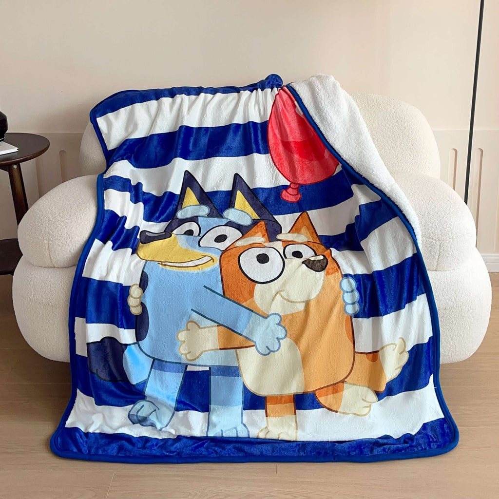 Super Soft Flannel Happy Hugs Kids Silk Touch Throw Blanket with Sherpa Reverse, 46 x 60 inches Blue – Soft Plush Fleece Throw Blanket - Cozy Fleece Throw Blanket for Couch & Bed Detail