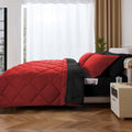 Fluffy Down Alternative 7 Piece Reversible Queen Comforter Set - Red Quilted Down Alternative Bedding All Season Super Soft Microfiber Bed in... - Luxurious Quilted Duvet Cover Set - Default Title