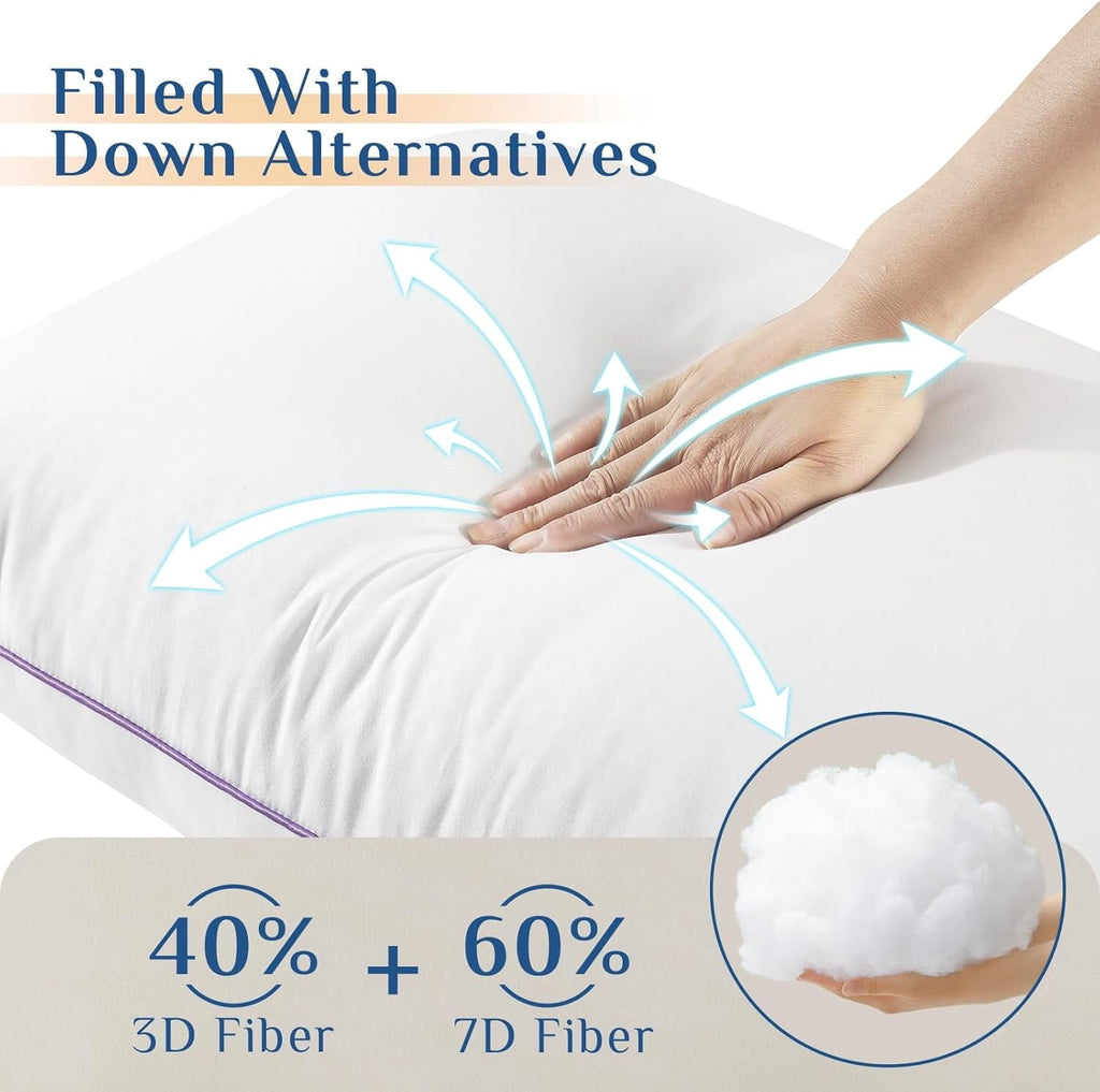 Fluffy Shredded Set of 4, Cooling and Supportive Bed with Super Soft Down Alternative Fill, Luxury Fluffy Hotel Quality for Side, Bac... - Decorative Throw Pillow Cushion for Sofa & Bed Detail