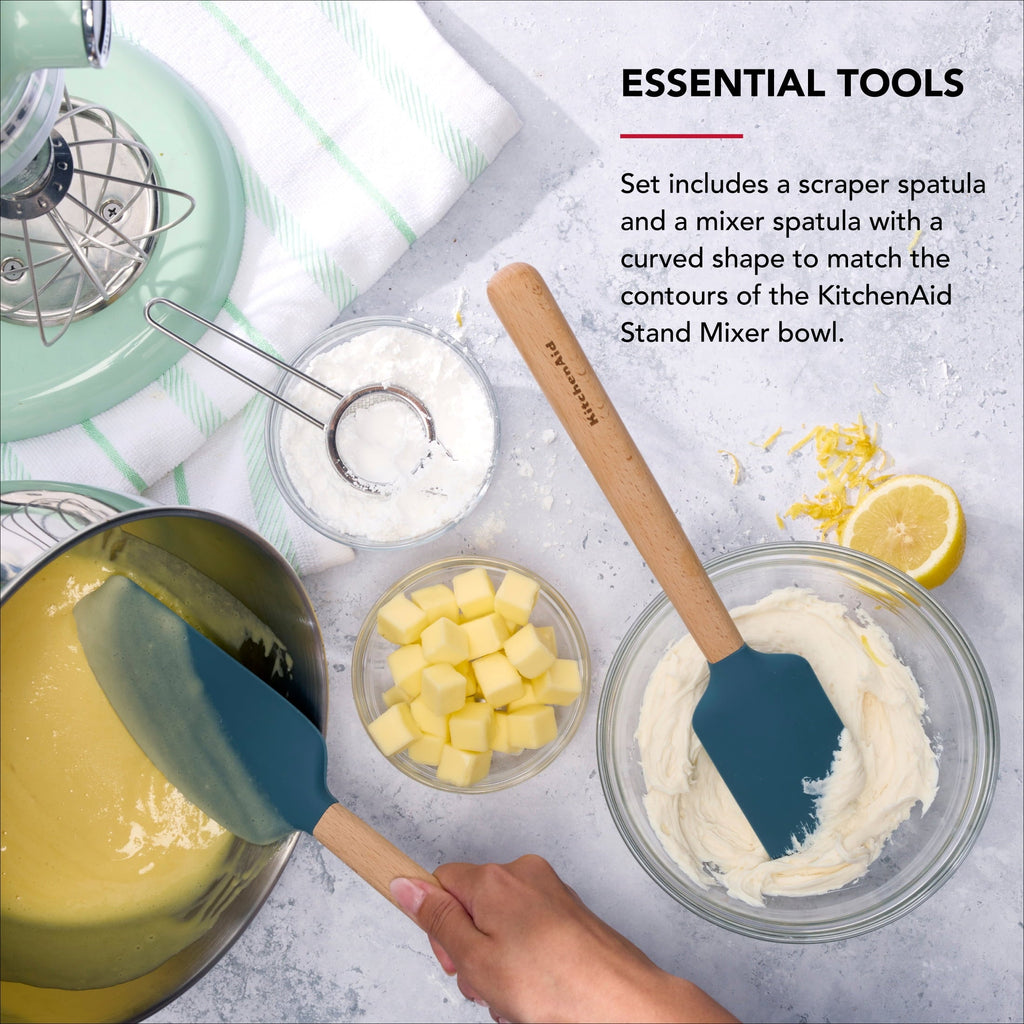 Durable Steel 2-Piece Silicone Mixing Spatula and Scraper Set for Cooking, Agave - Professional Kitchen Tool for Culinary Enthusiasts Detail