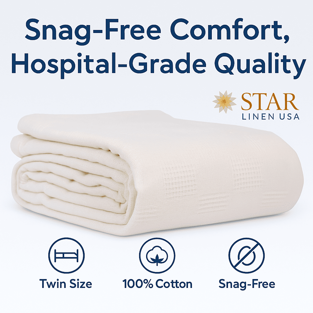 Reversible Sherpa Hospital Thermal Blanket Throw Snag Free | 100% Cotton | Twin 66"x90" | White (1) - Lightweight Plush Warm Blanket for All Seasons Detail