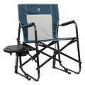 Smooth Motion Freestyle Rocker with Side Table - Choice 853 - Patented Spring-Action Rocking Chair for Camping - Heathered Indigo