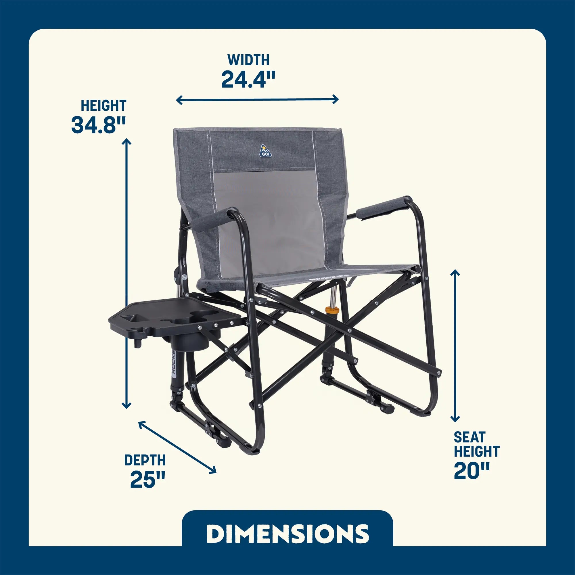 Smooth Motion Freestyle Rocker with Side Table - Choice 853 - Patented Spring-Action Rocking Chair for Camping Detail