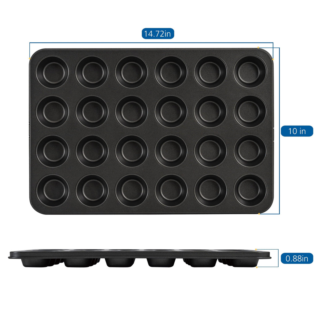 Innovative 24 Cavity Mini Muffin Pan, Non-Stick Bakeware,1.8 inch Diameter Cups,Gray,Carbon Steel - Kitchen Gadget Tool for Quick Food Prep Detail