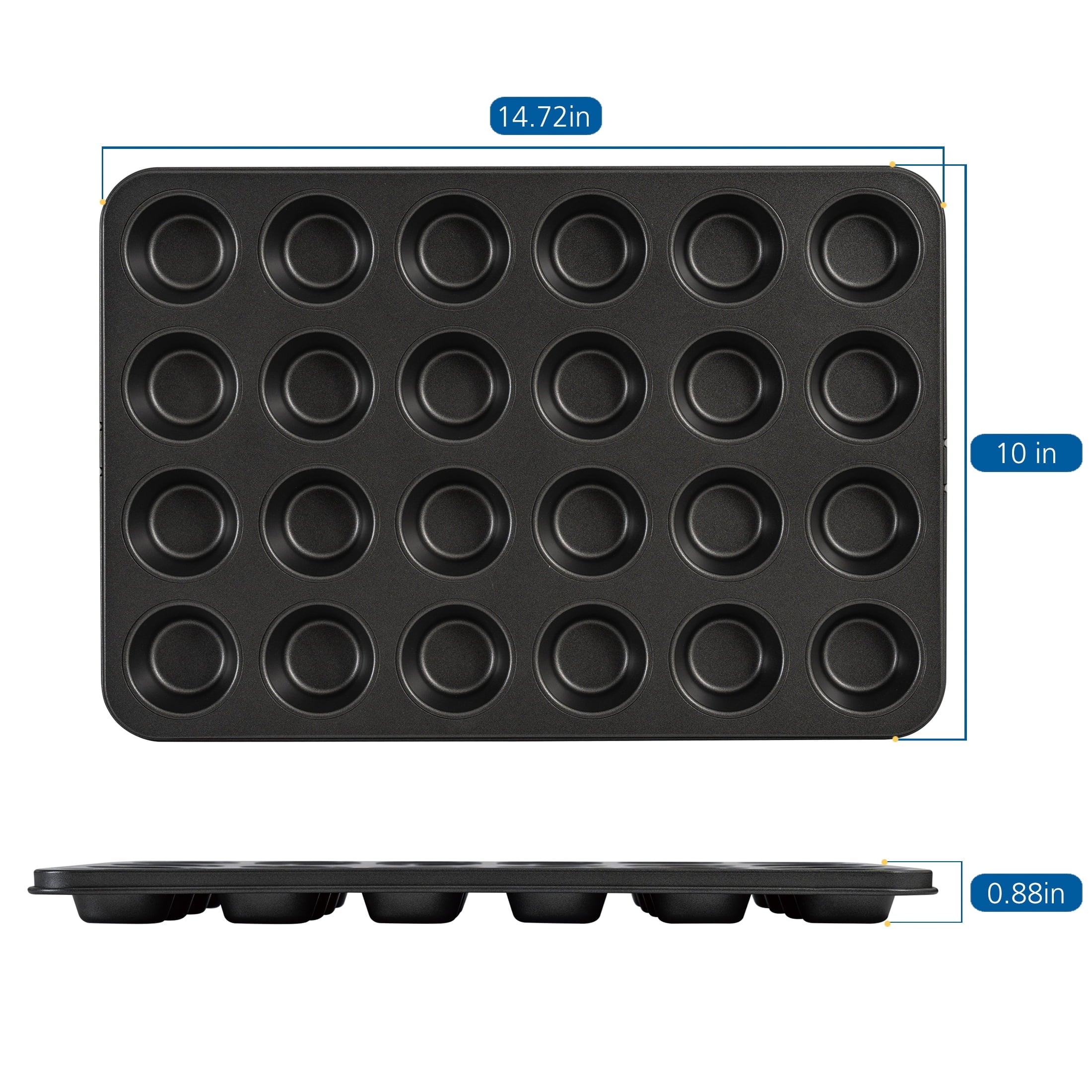 Innovative 24 Cavity Mini Muffin Pan, Non-Stick Bakeware,1.8 inch Diameter Cups,Gray,Carbon Steel - Kitchen Gadget Tool for Quick Food Prep Detail