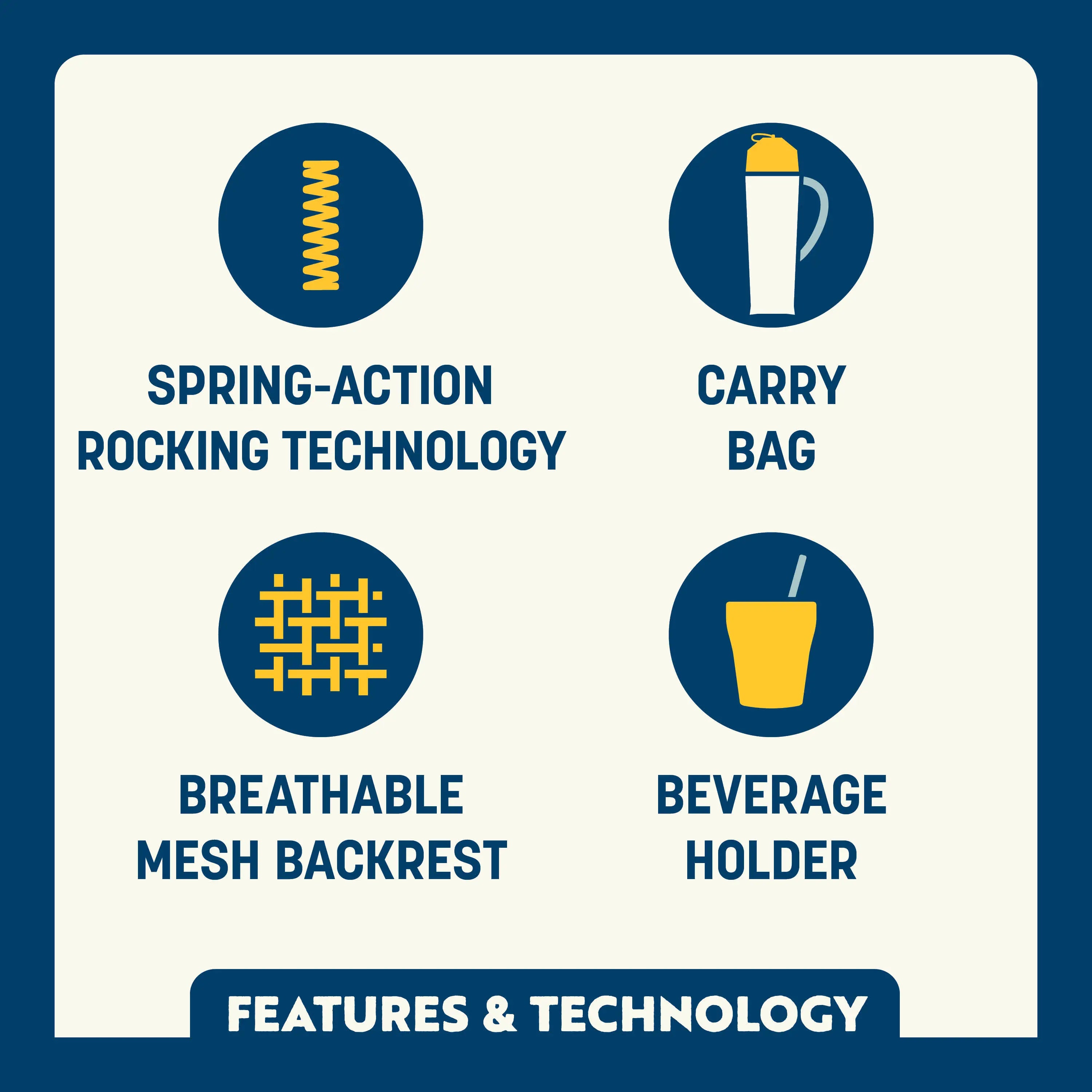 Patented Spring-Action RoadTrip Rocker - Choice 855 - Patented Spring-Action Rocking Chair for Camping Detail
