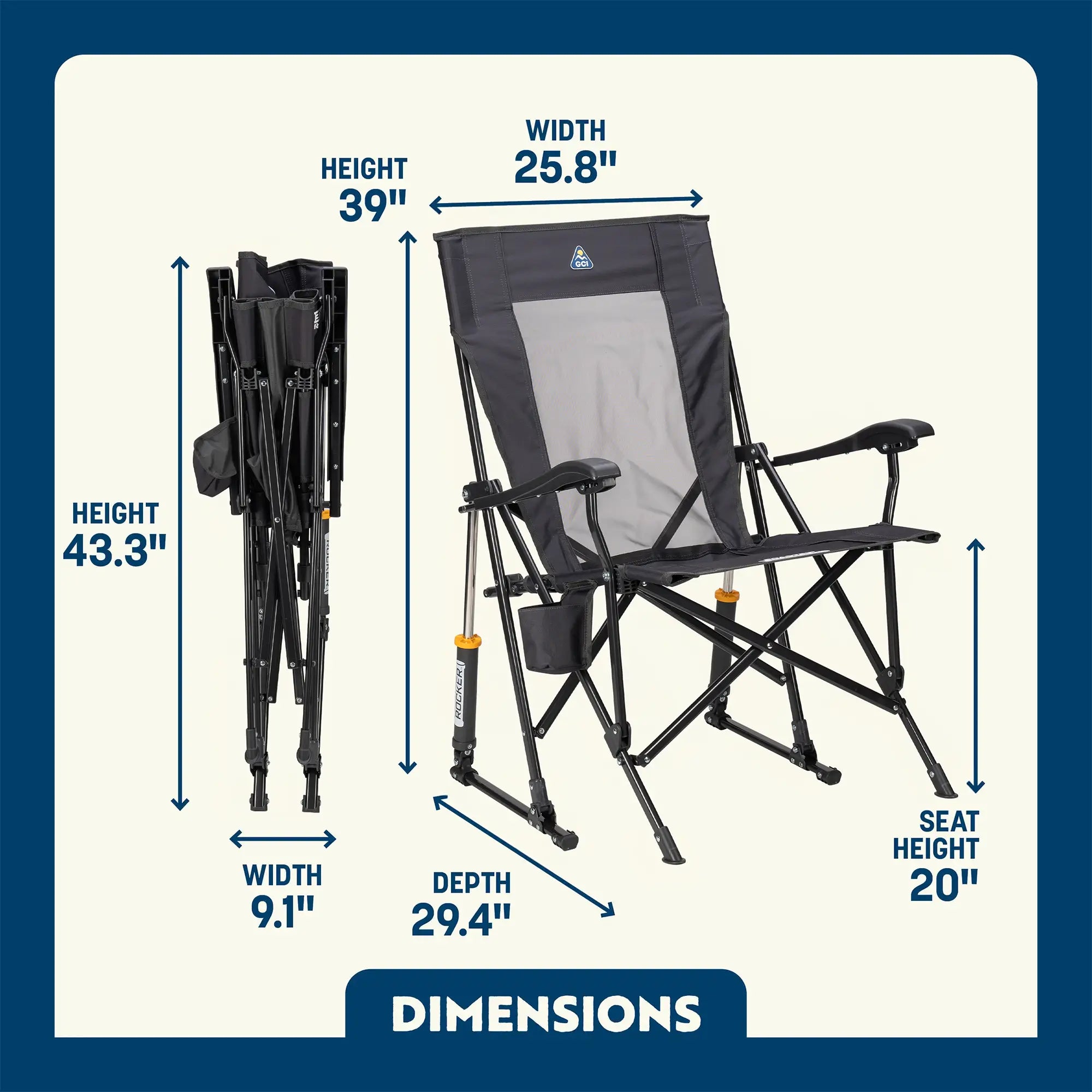 Patented Spring-Action RoadTrip Rocker - Choice 855 - Patented Spring-Action Rocking Chair for Camping Detail