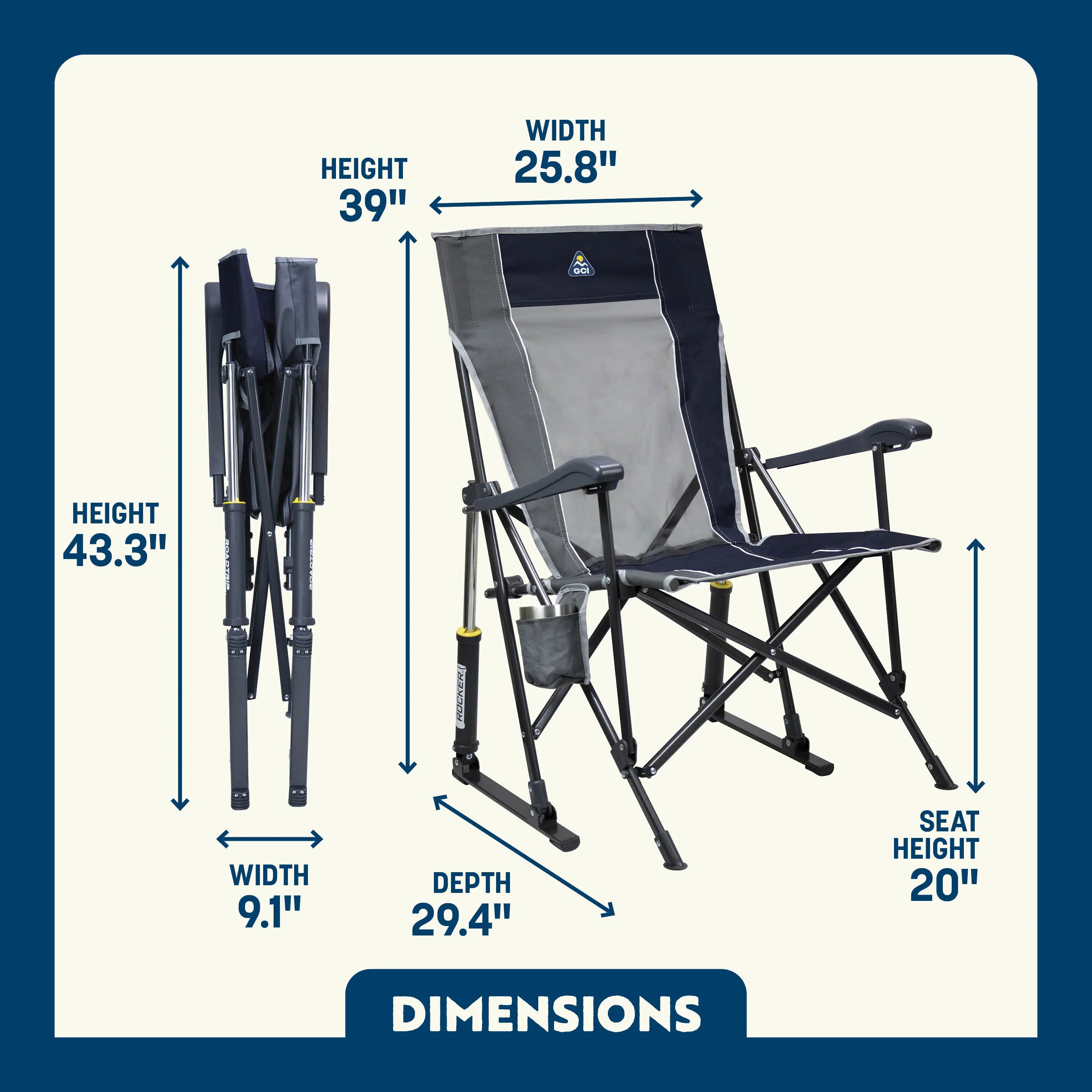 Patented Spring-Action RoadTrip Rocker - Choice 855 - Patented Spring-Action Rocking Chair for Camping Detail