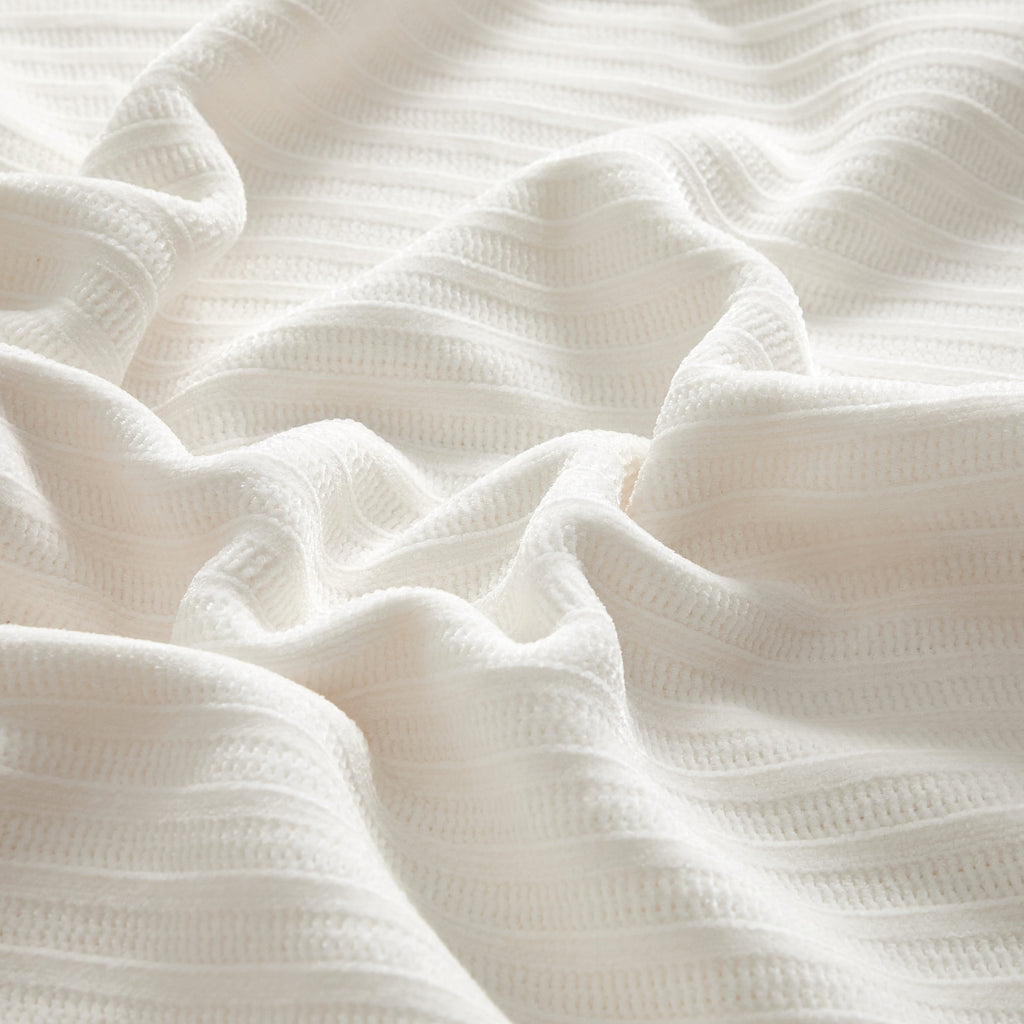 Decorative Knitted Cozy Chenille Reverse to Plush Soft Couch Throw, Vanilla Dream, Standard Size - Lightweight Plush Warm Blanket for All Seasons Detail