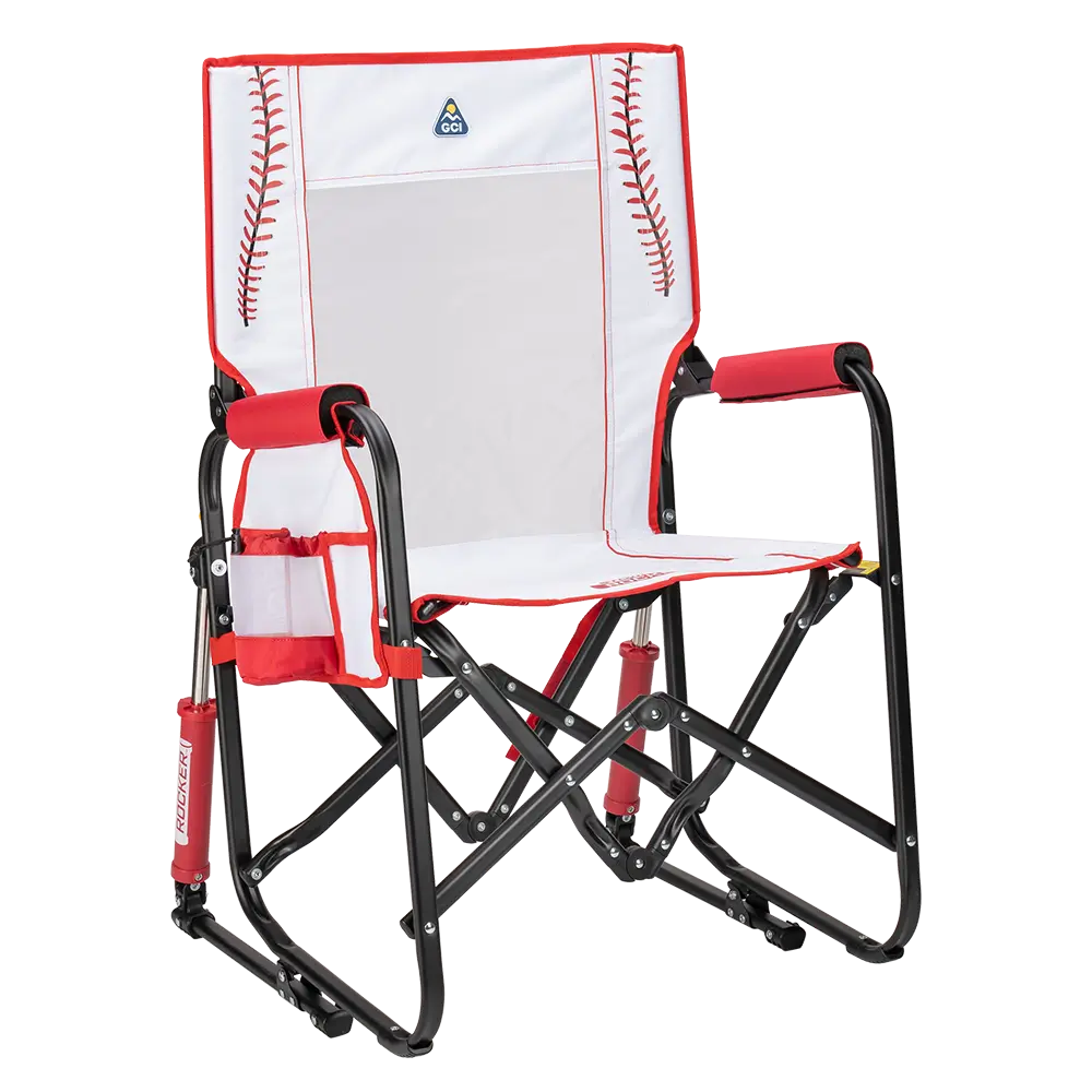 Luxury Camp Stowaway Rocker - Choice 794 - RoadTrip Rocker Smooth Motion Camp Chair - Baseball