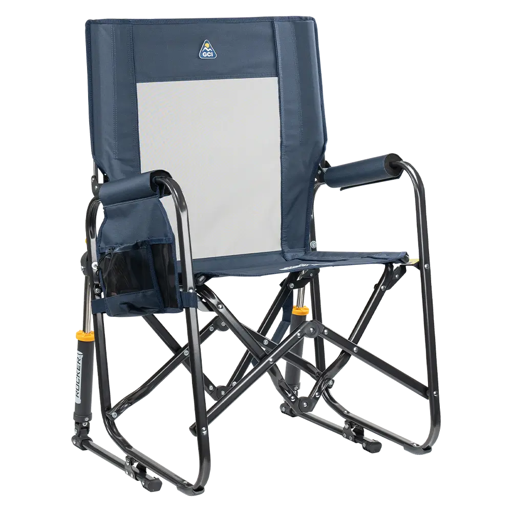 Luxury Camp Stowaway Rocker - Choice 794 - RoadTrip Rocker Smooth Motion Camp Chair - Denim