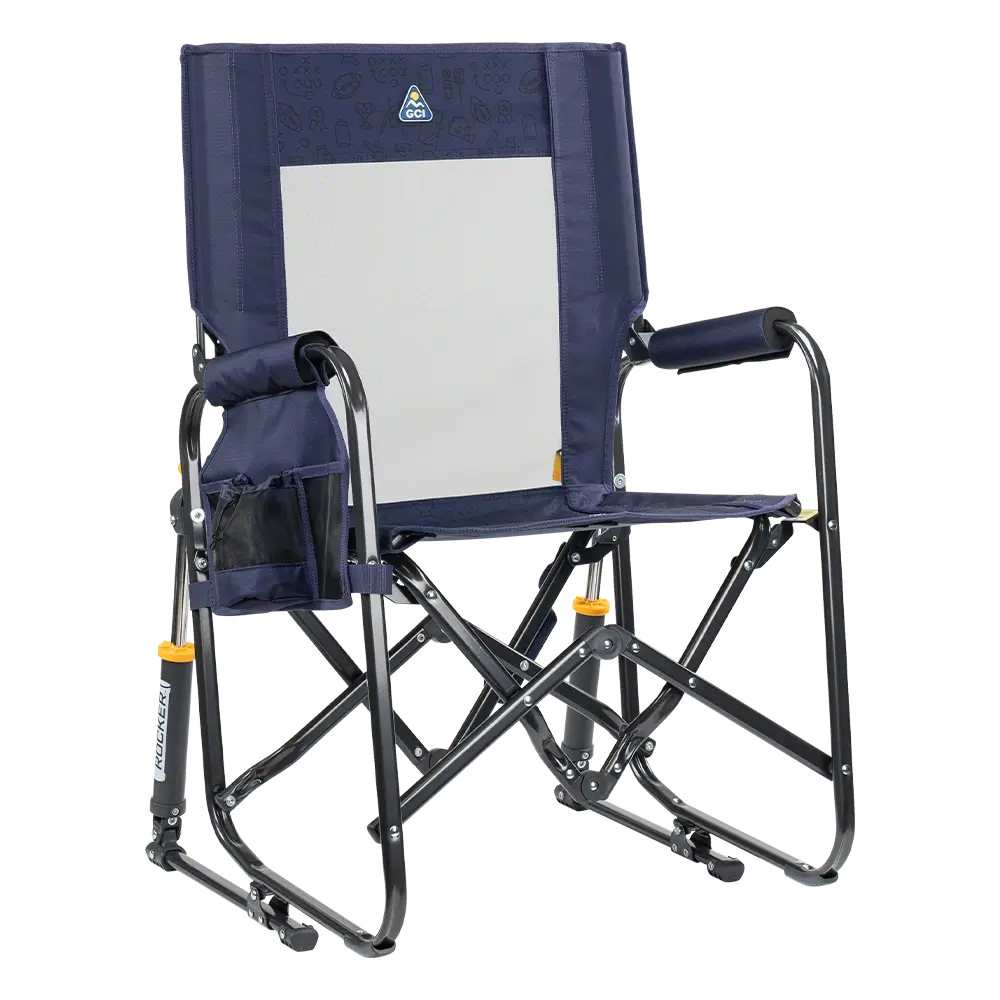 Luxury Camp Stowaway Rocker - Choice 794 - RoadTrip Rocker Smooth Motion Camp Chair - Tailgater Rich Blue