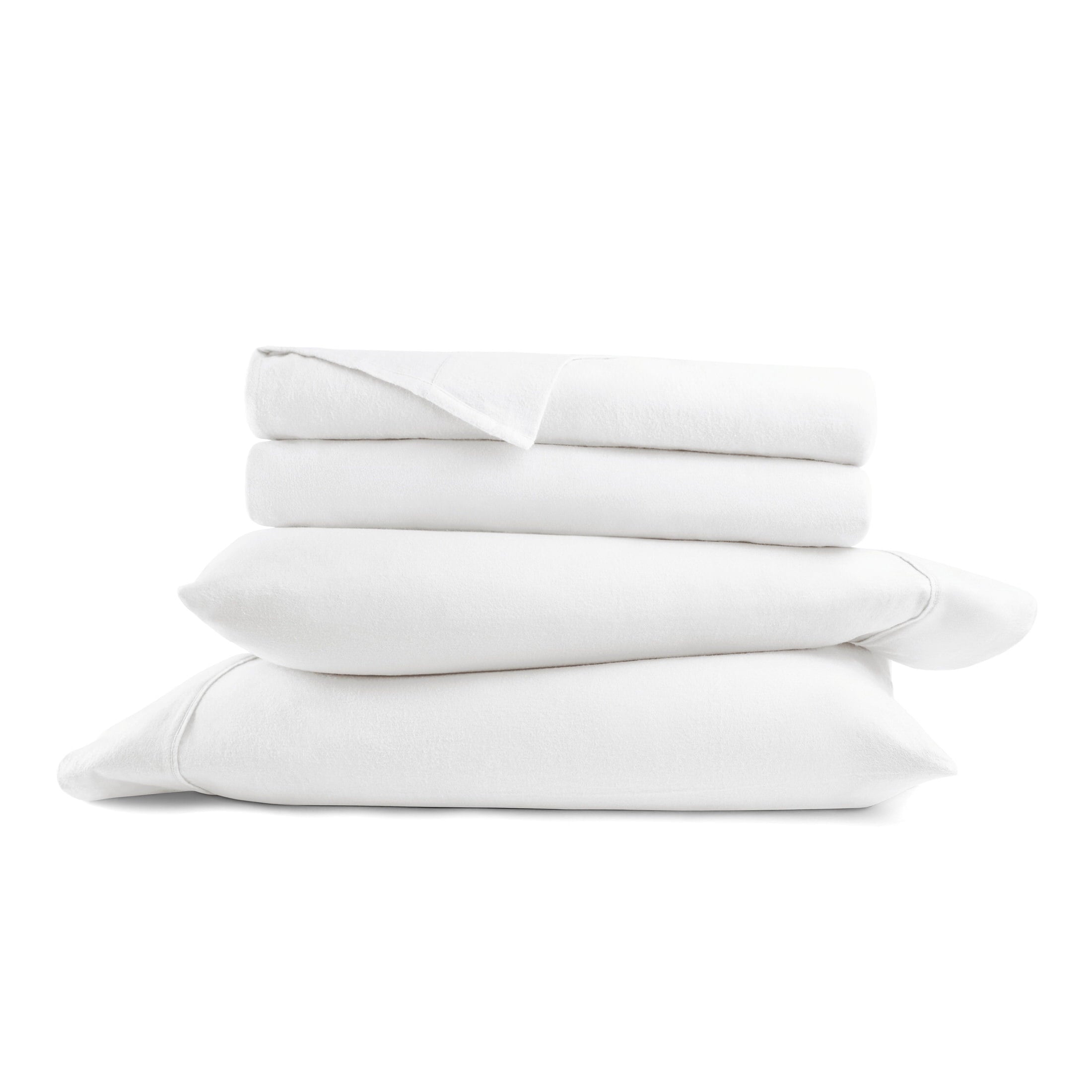 Wrinkle-Resistant 100% Cotton Flannel Bed Sheets Set for Full Size Bedding in White - Luxury Bed Sheet Set with Deep Pockets Detail