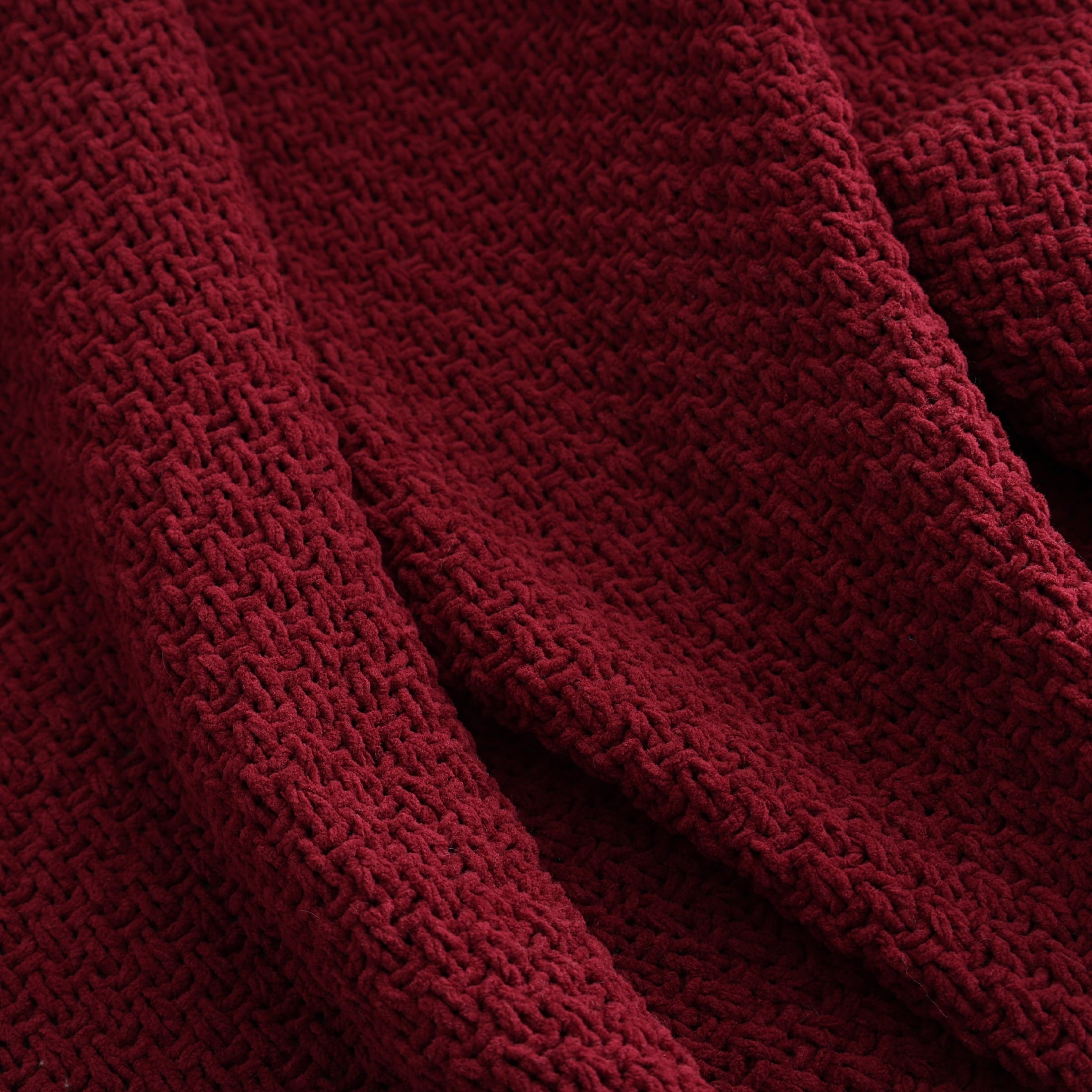 Super Soft Flannel Chenille Knit Super Soft Oversized Throw Blanket, Merlot Wine - Super Soft Reversible Sherpa Flannel Blanket Detail