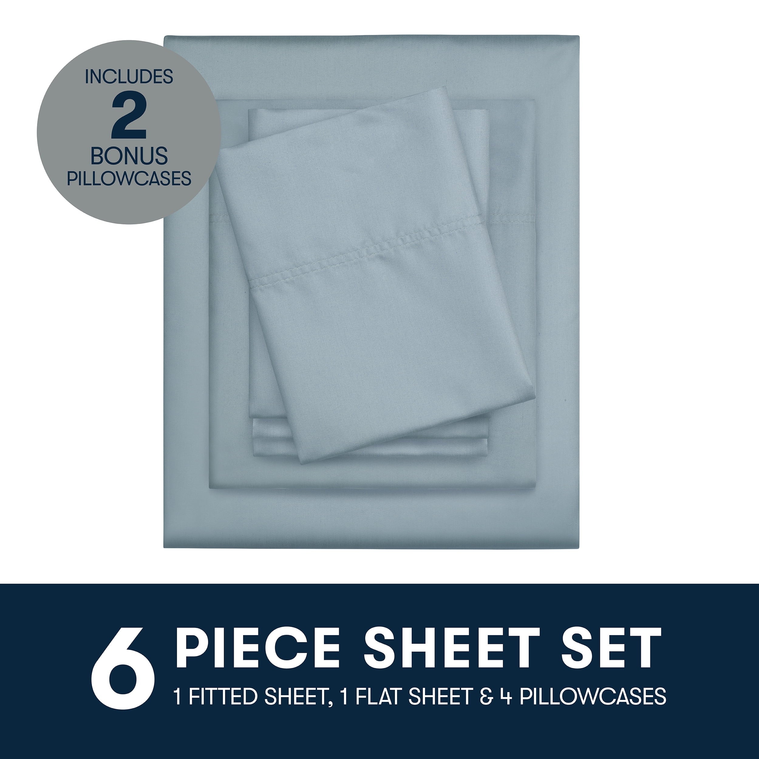 Wrinkle-Resistant 6-Piece 800 Thread Count Lead Cotton Rich Adult Bed Sheet Set, King - Deep Pocket - Cooling Hotel Quality Bedding Sheets and Pillowcases Detail