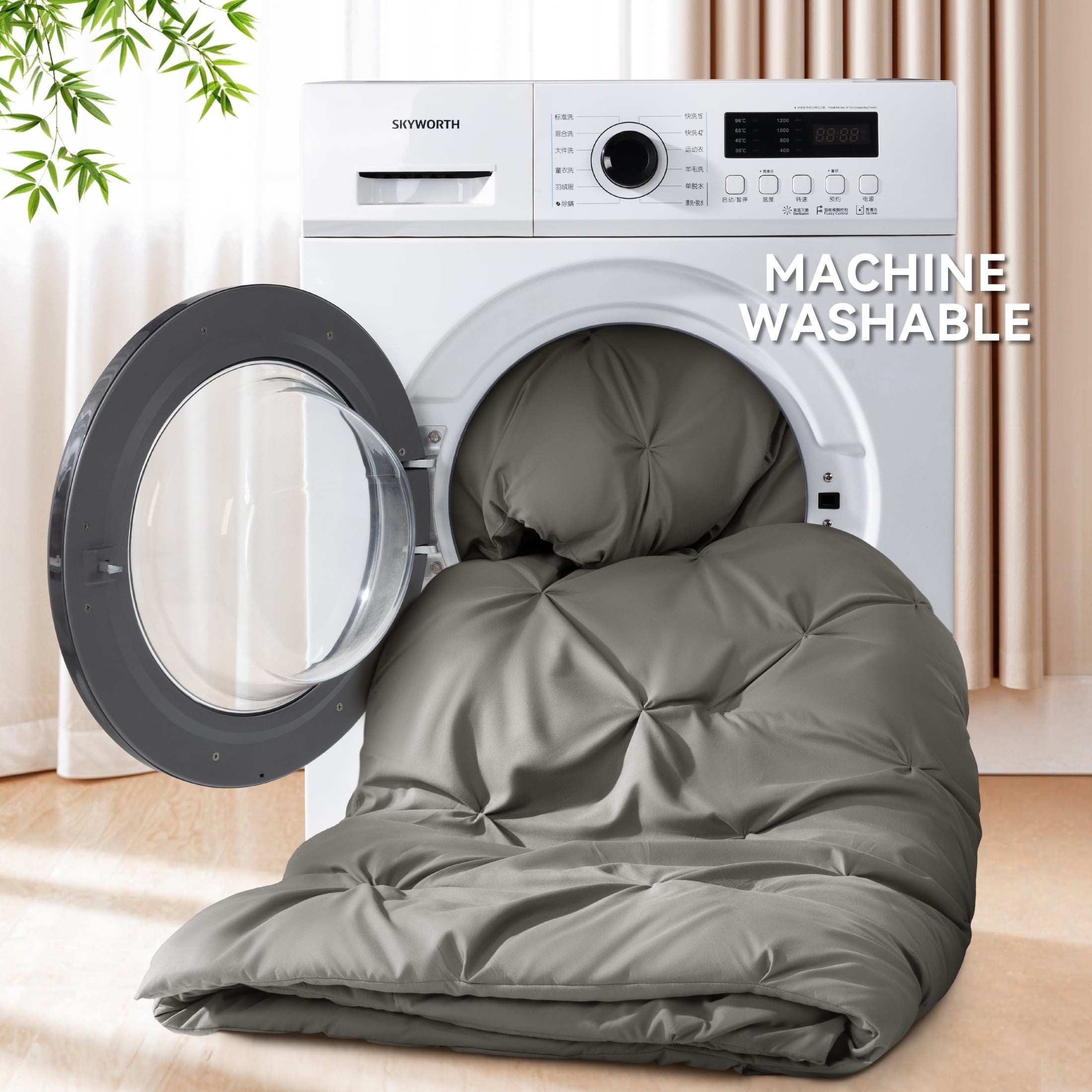Heavyweight Warmth Queen Comforter Set, 7 Pieces Bedding Sets for All Season, Bed in a Bag with Pleated Comforter - Flat Sheet & Fitted ... - Cloud-Like Soft Lightweight Bed Comforter Detail