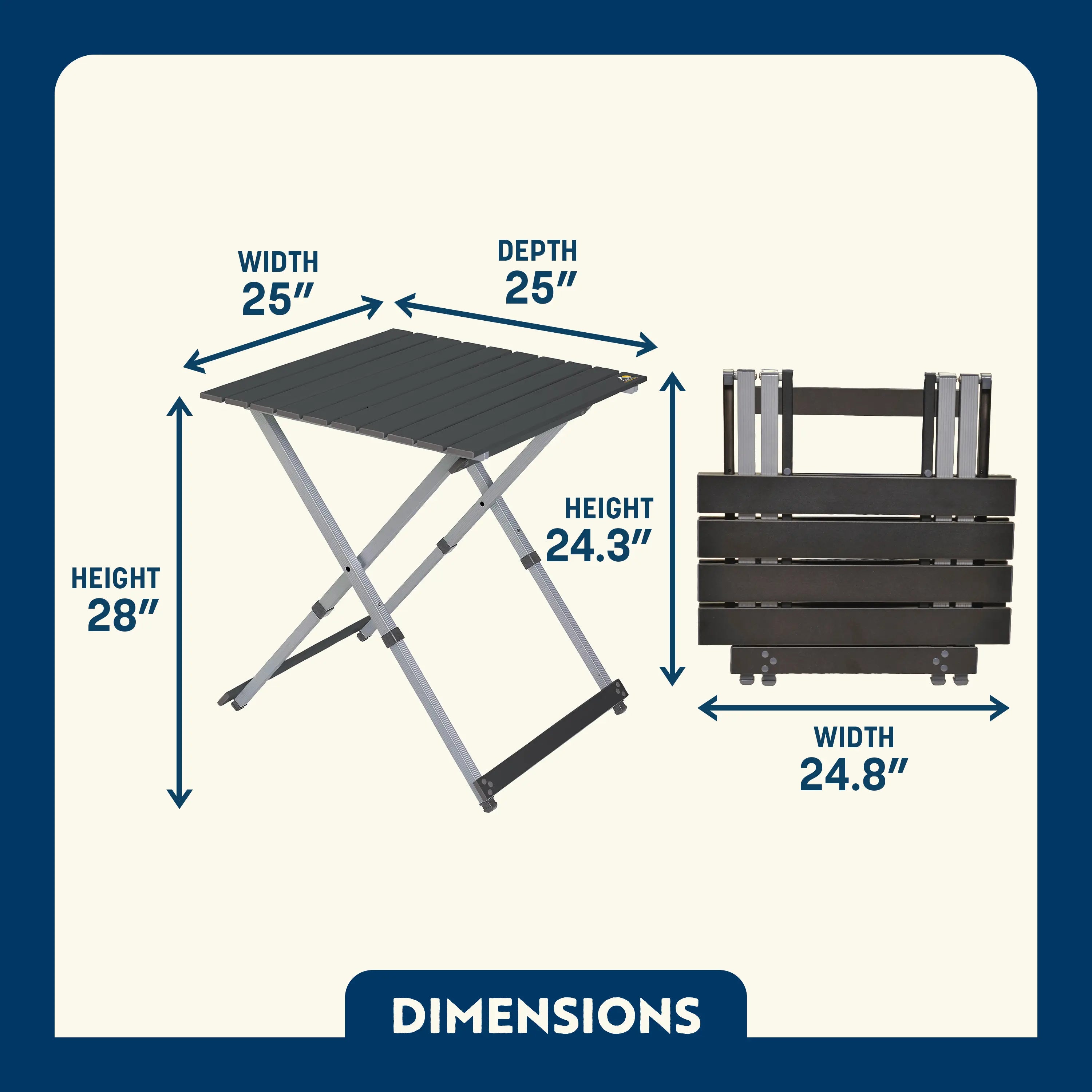 Slim-Fold Compact Camp Table 25 - Choice 214 - Multi-Functional Heavy-Duty Grilling Table Counter Detail